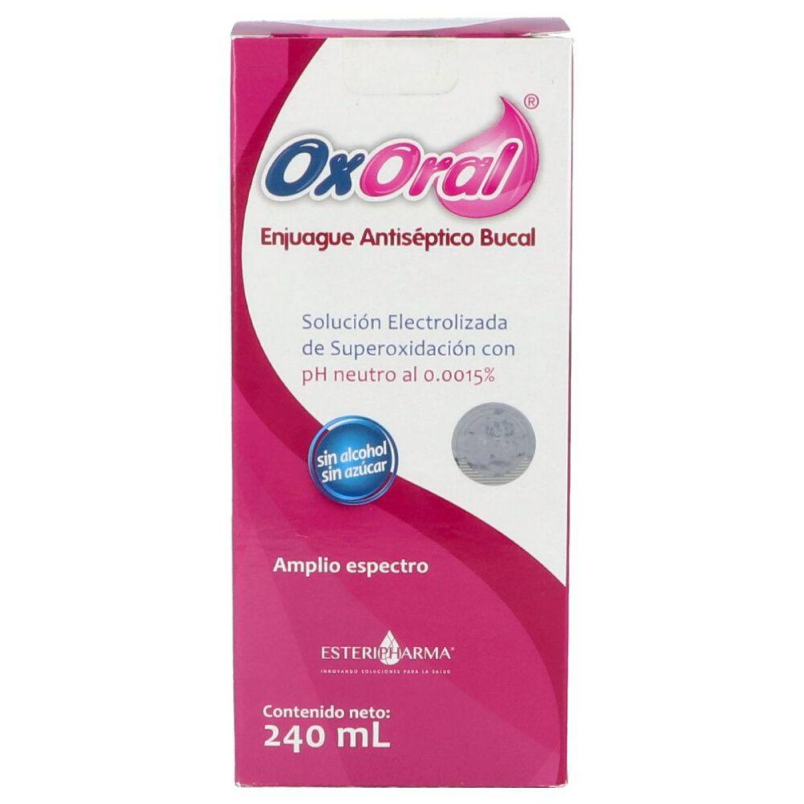 Oxoral Enjuague Antiséptico Bucal Caja Con Frasco Con 240 mL 