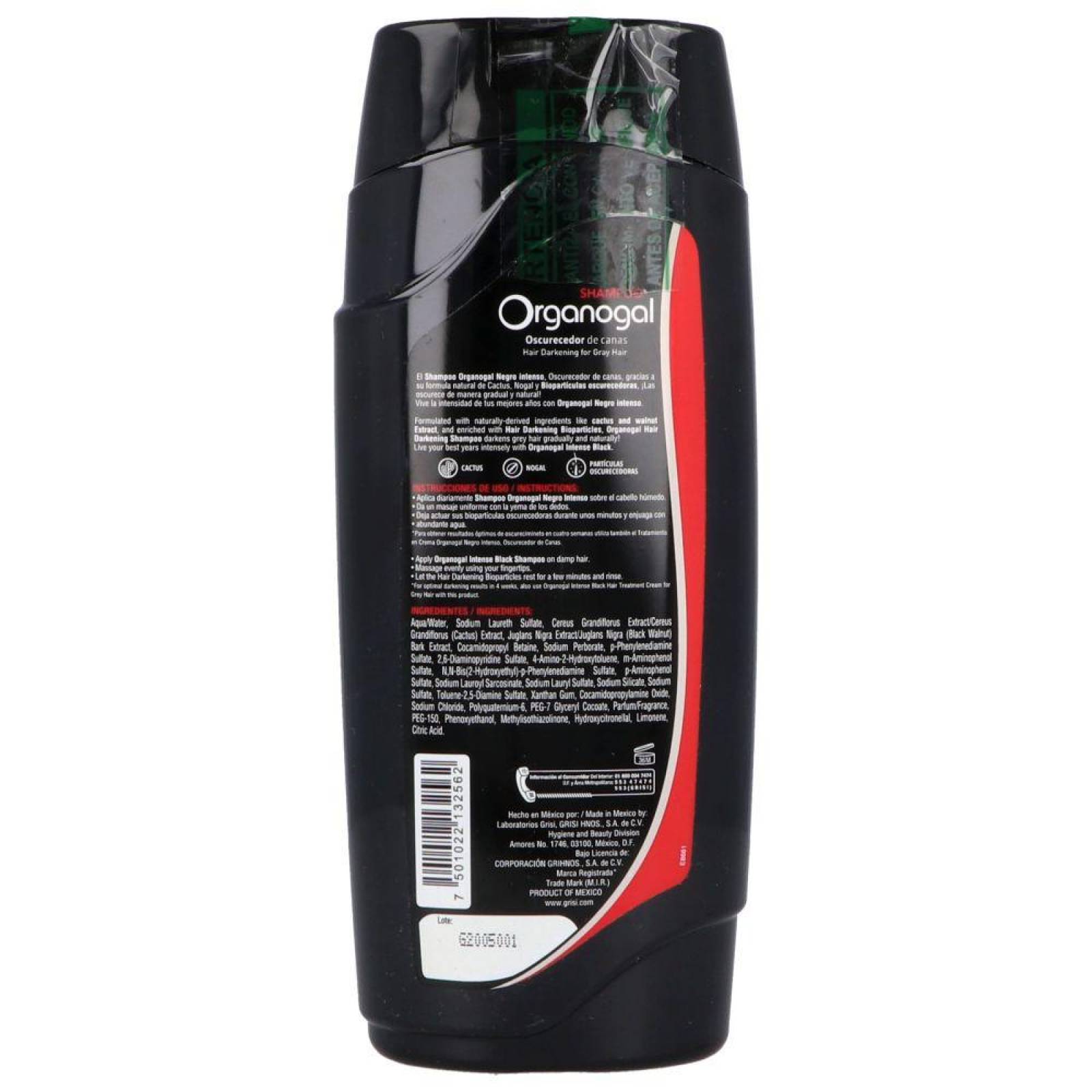 Shampoo Grisi Organogal Negro Intenso Botella Con 400 mL 