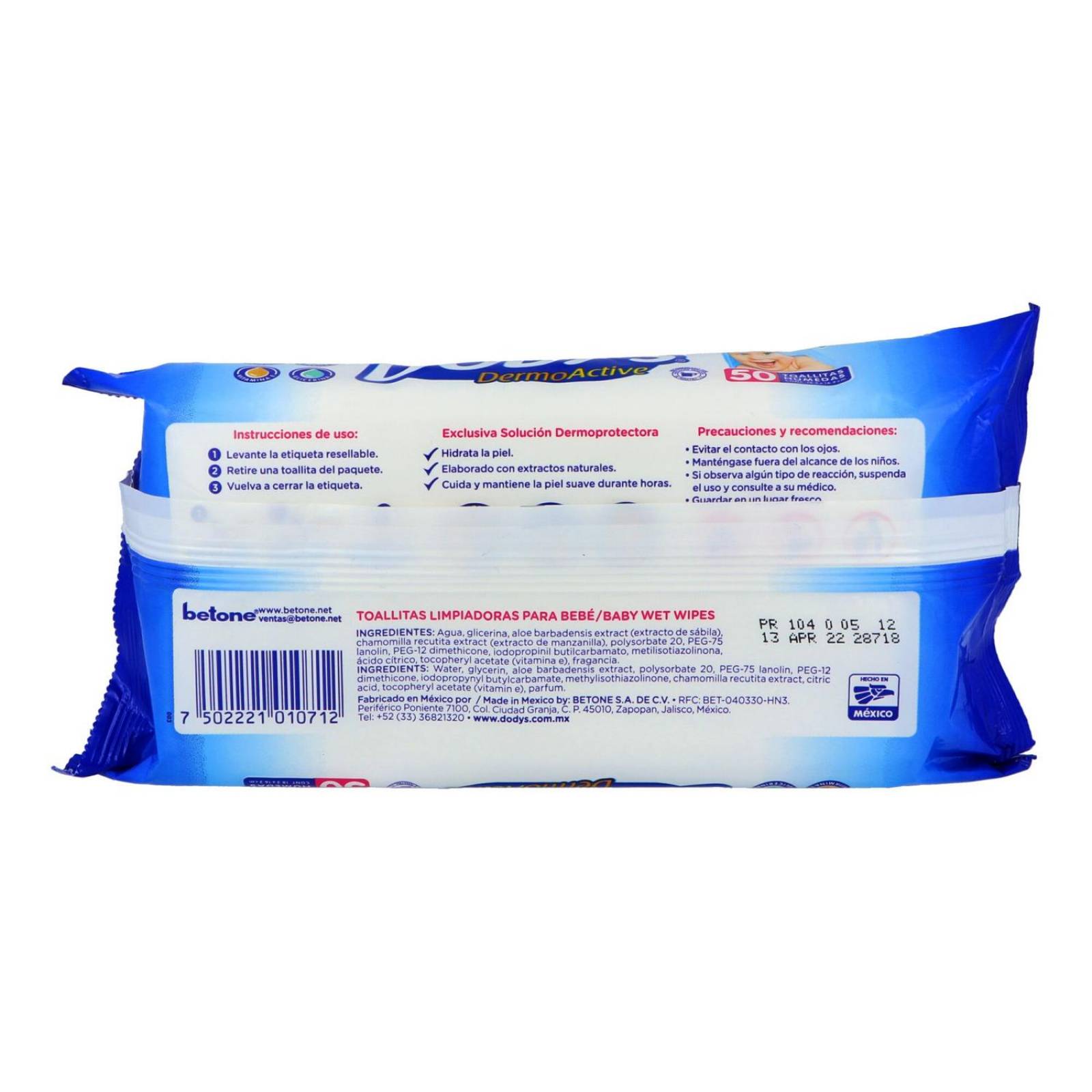 DODY´S DERMO ACTIVE PAQUETE CON 50 TOALLITAS HÚMEDAS 