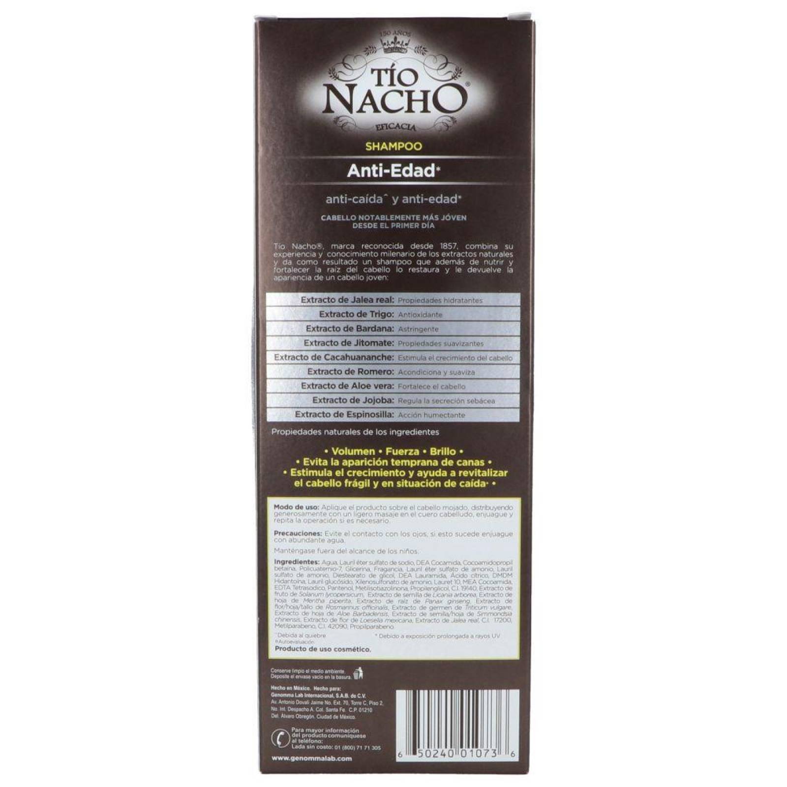Shampoo Tío Nacho Anti-Edad Caja Con Frasco Con 415 Ml 