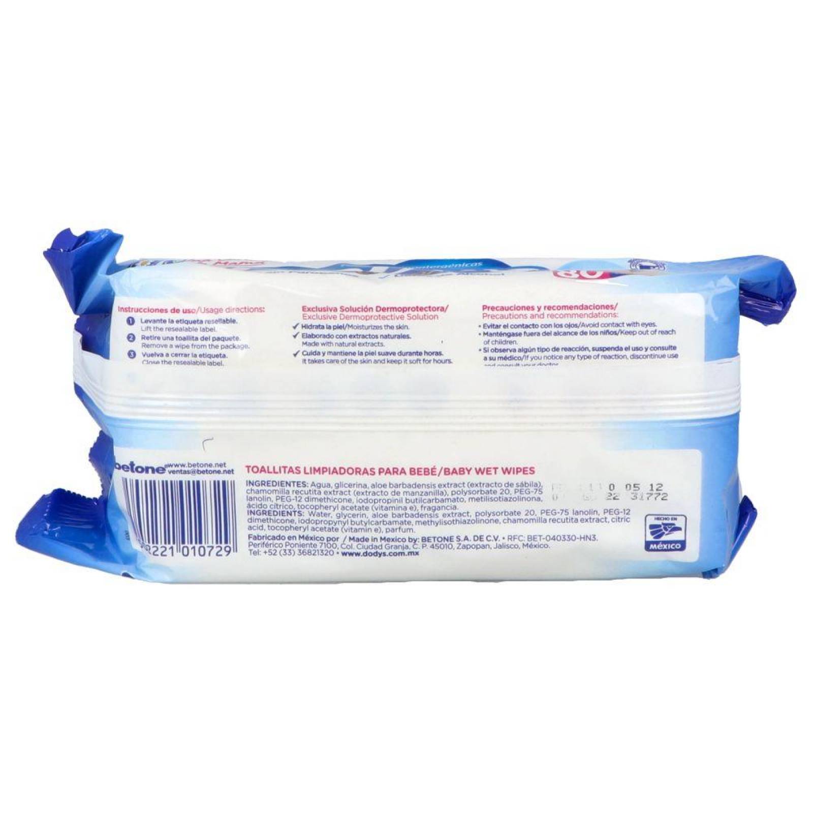 Dodys Dermo Active Toallitas Húmedas Azul Empaque Con 80 Toallitas 