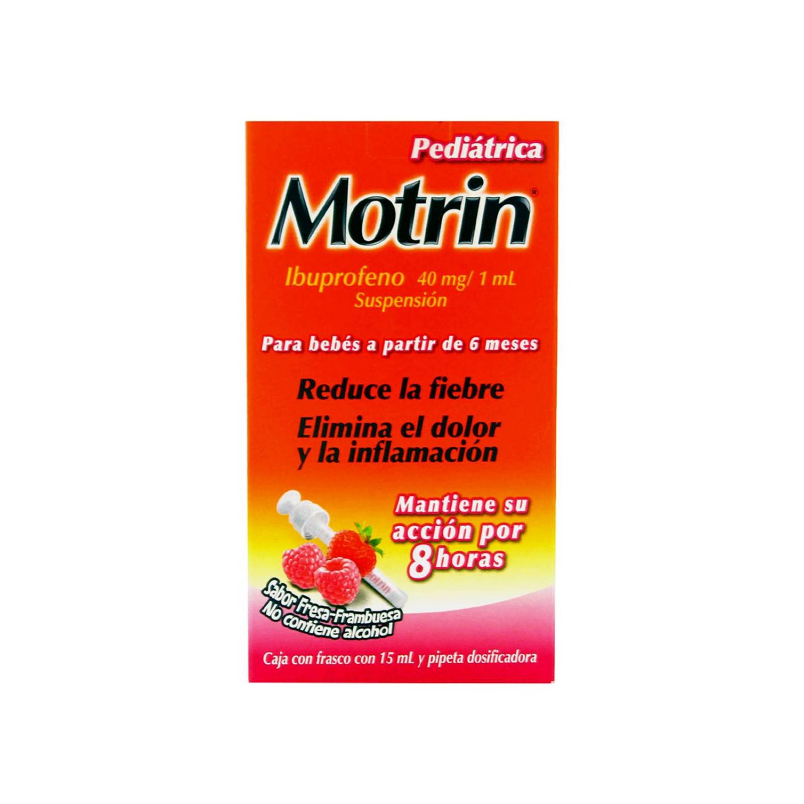 Motrin Pediátrico 40 mg /1 mL Caja Con Frasco Con 15 mL Sabor Fresa-Frambuesa 