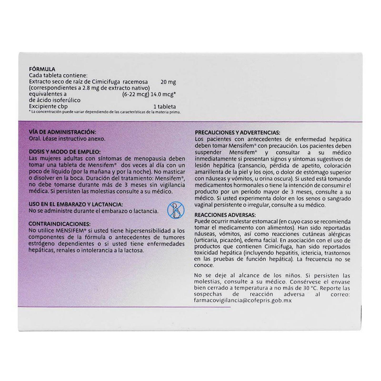 Mensifem 2.8 mg Caja Con 30 Tabletas 