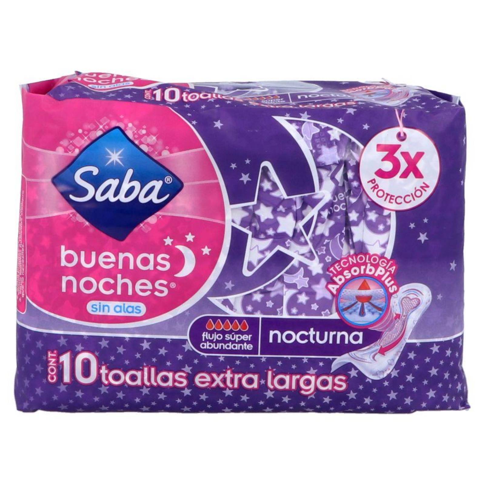 Saba Buenas Noches Sin Alas Empaque Con 10 Toallas 