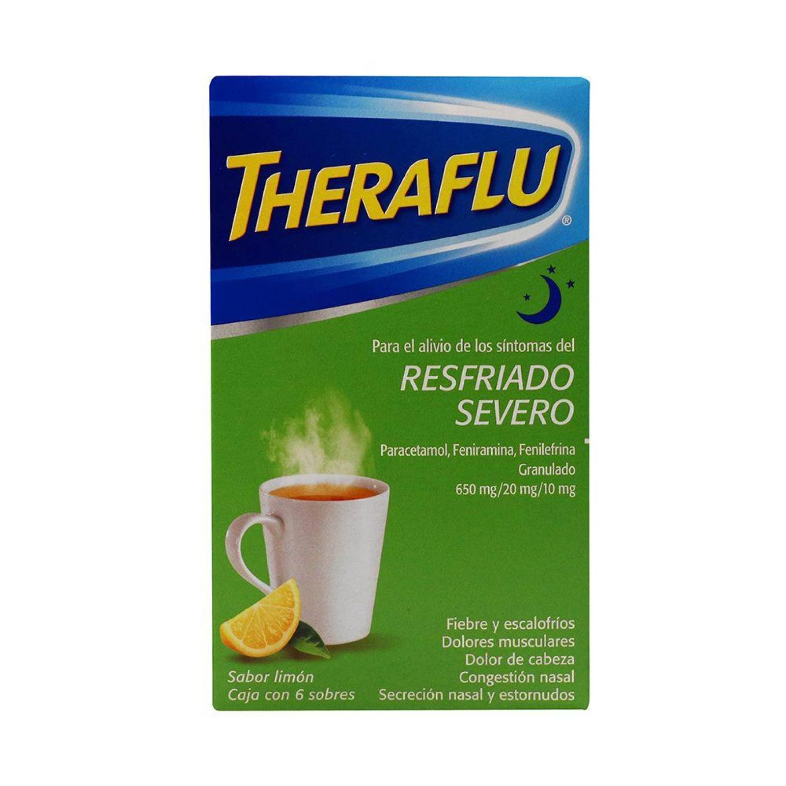 Theraflu Exthegran 650 mg/20 mg/10 mg Caja Con 6 Sobres 