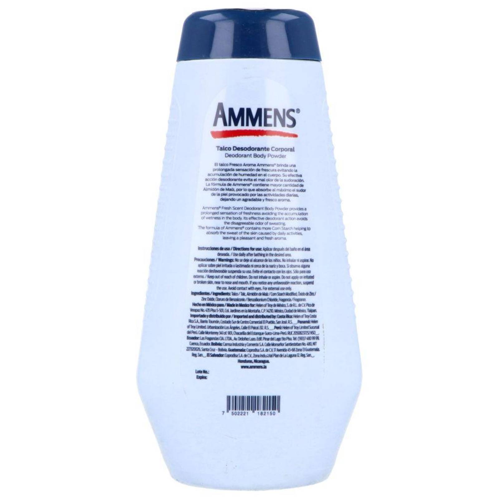 TALCO AMMENS DESODORANTE CORPORAL FRESCO AROMA FRASCO CON 250 G 