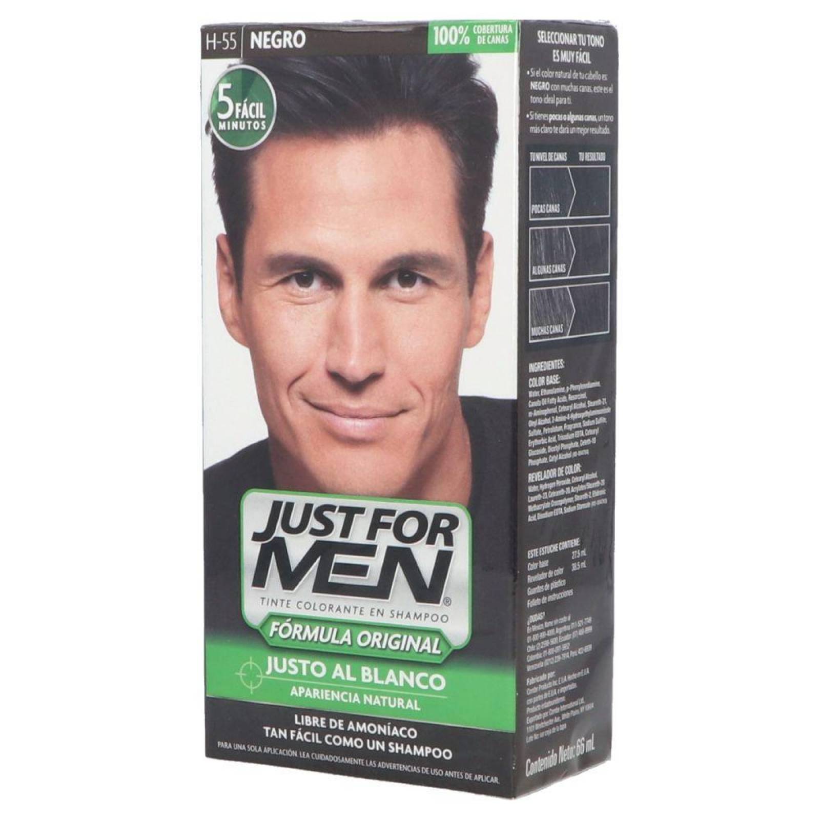 Just For Men Tinte Colorante En Shampoo Caja Con Tubo 60 mL Color Negro 