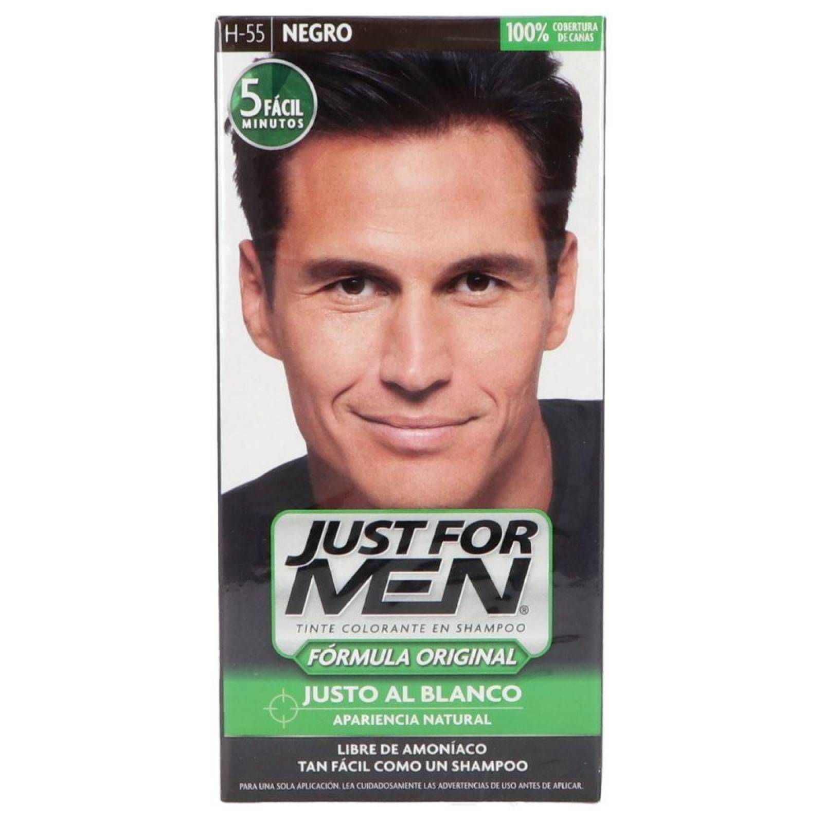Just For Men Tinte Colorante En Shampoo Caja Con Tubo 60 mL Color Negro 