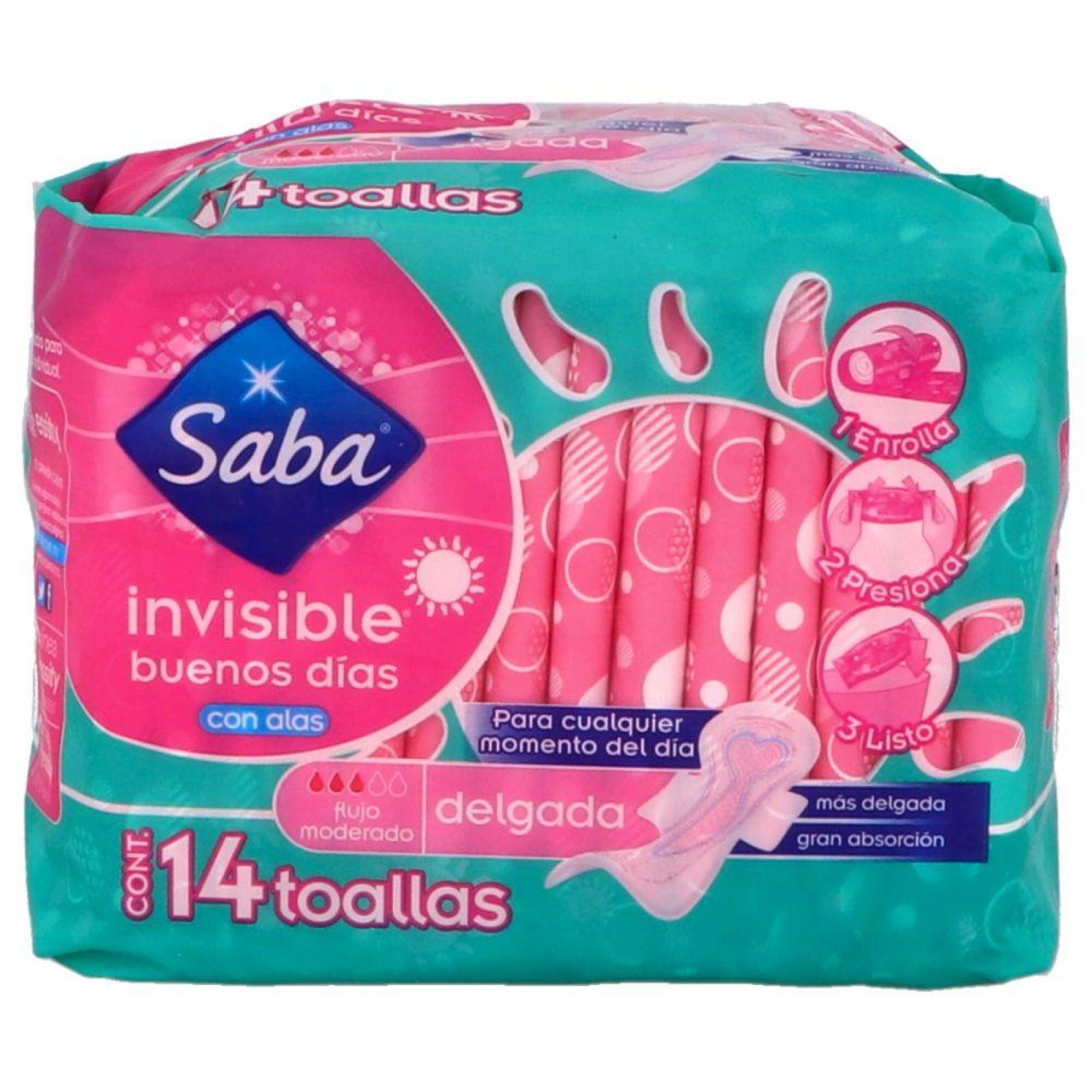Saba Invisible Con Alas Paquete Con 14 Toallas Delgada 