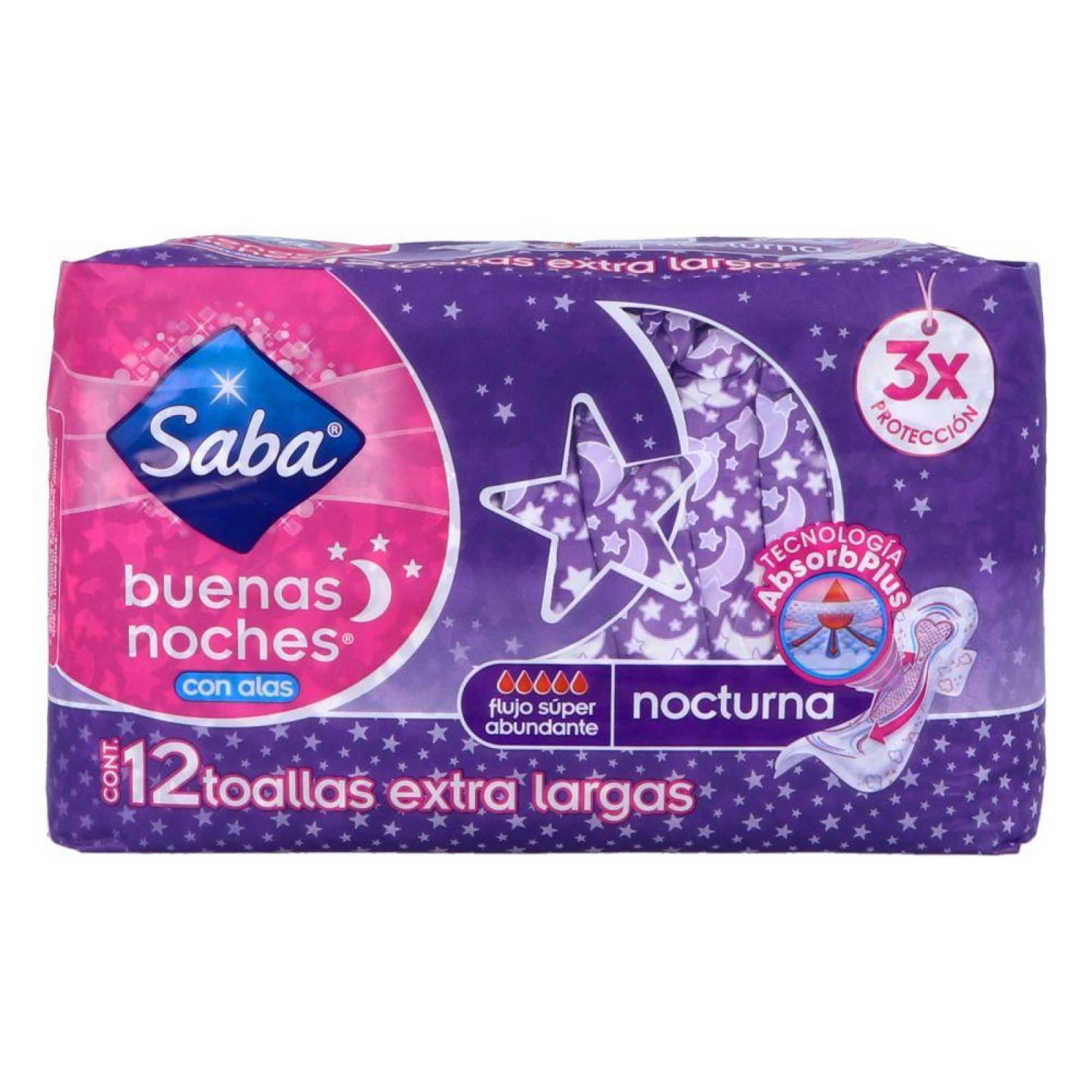 Saba Buenas Noches Con Alas NocturnaPaquete Con 12 Toallas 