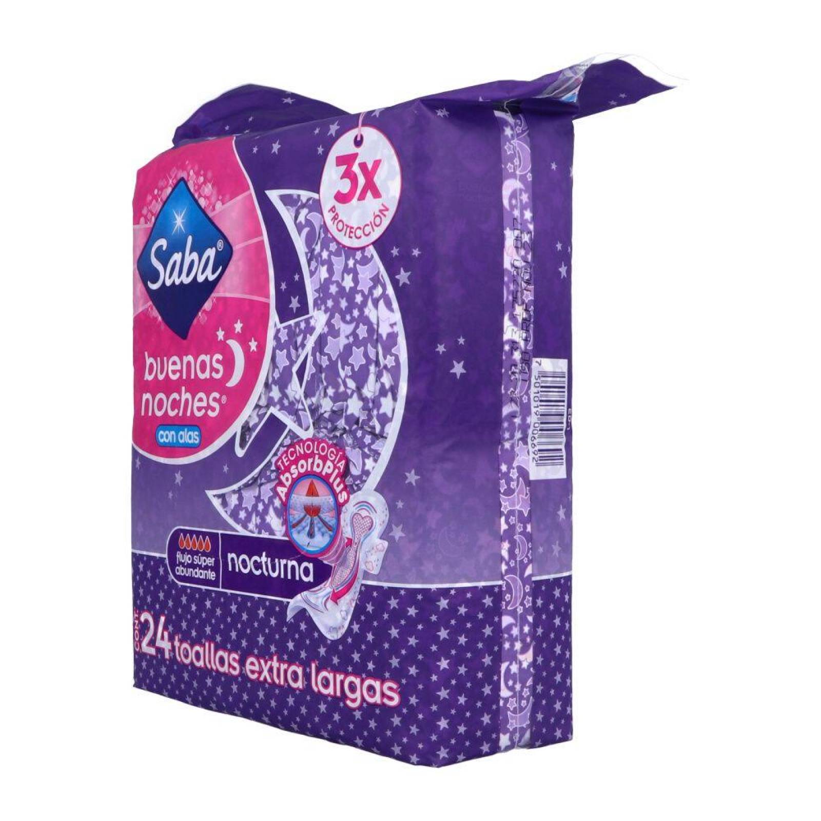 SABA BUENAS NOCHES CON ALAS PAQUETE CON 24 TOALLAS - NOCTURNA 