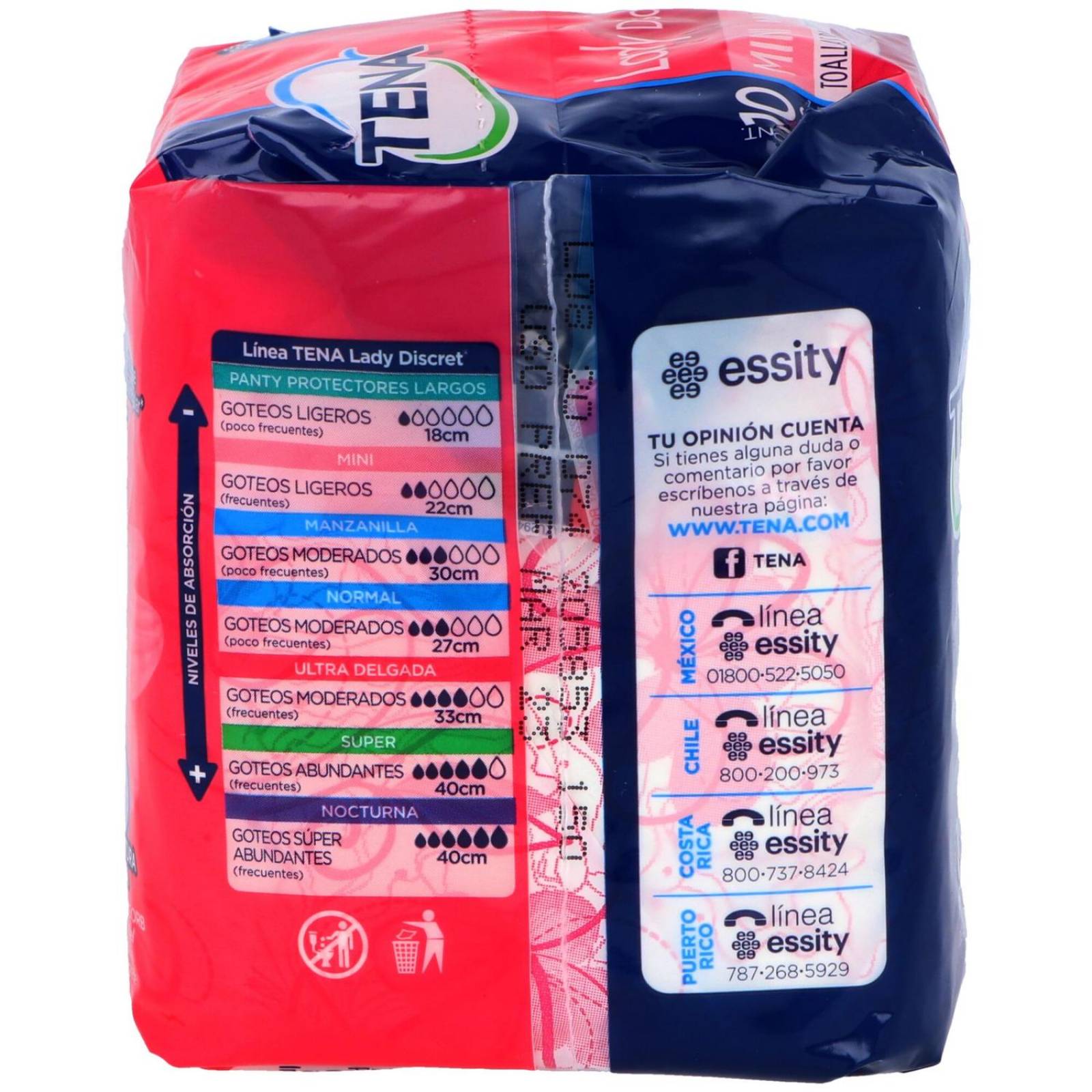 Toallas Sanitarias Tena Lady MIni Bolsa Con 10 Piezas 