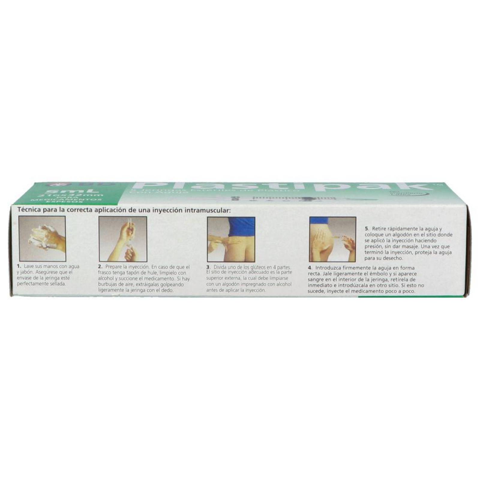 BD Plastipak Caja Con 5 Jeringas Estériles De 5 mL 21gX32mm 