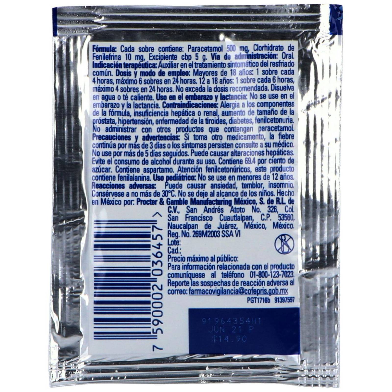 Vick Pyrena Sobre 5 g Sabor Miel y Limón 