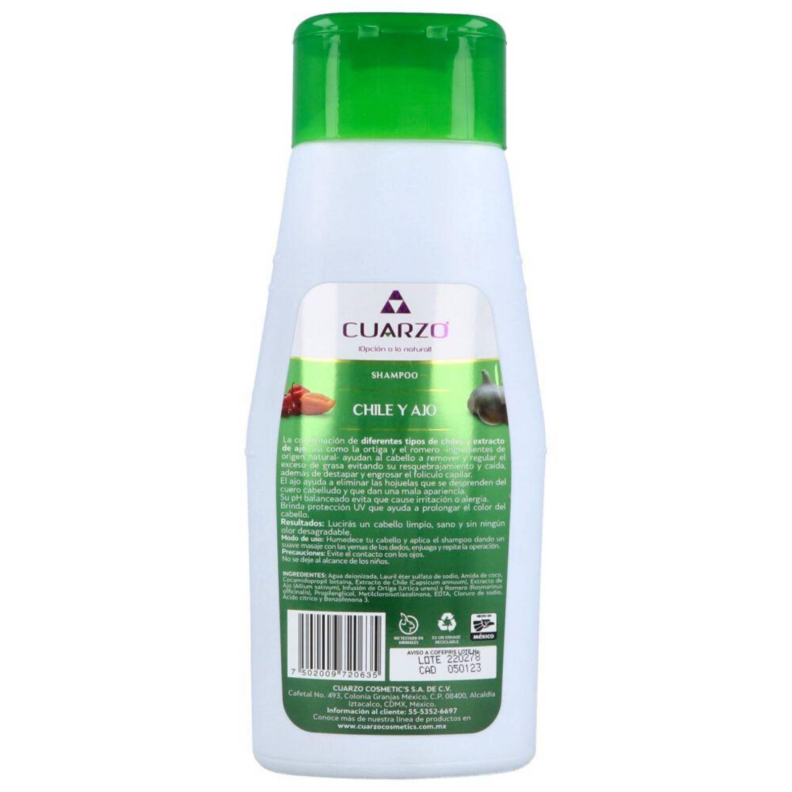 Shampoo De Chile Con Extracto De Ajo Botella Con 550 mL 