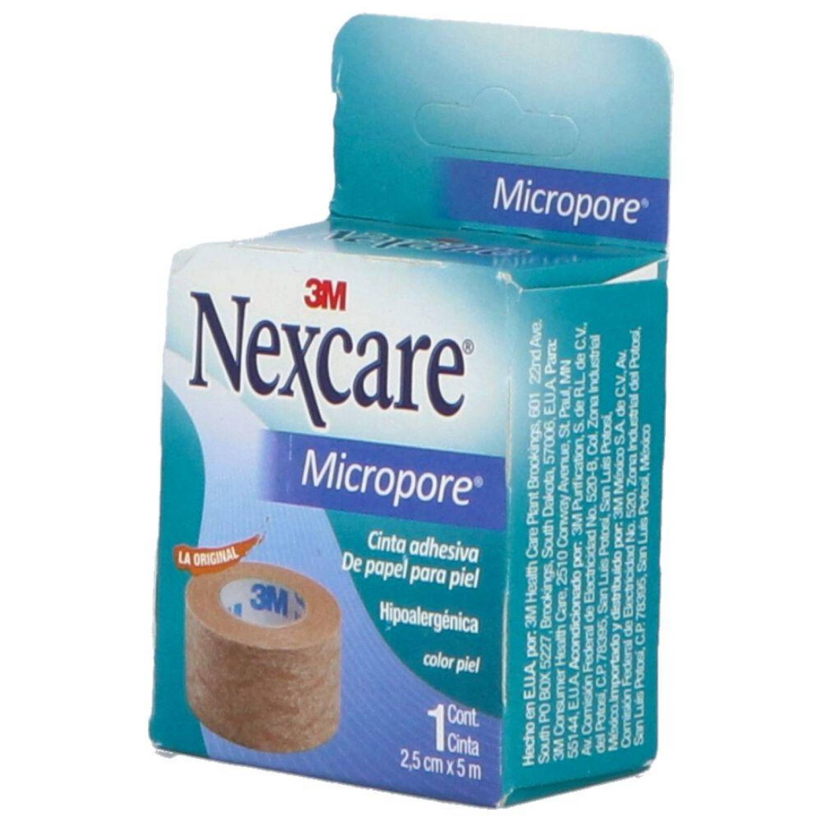 Cinta Adhesiva De Papel Para Piel Nexcare Caja Con 1 Rollo 2.5cmx5m 