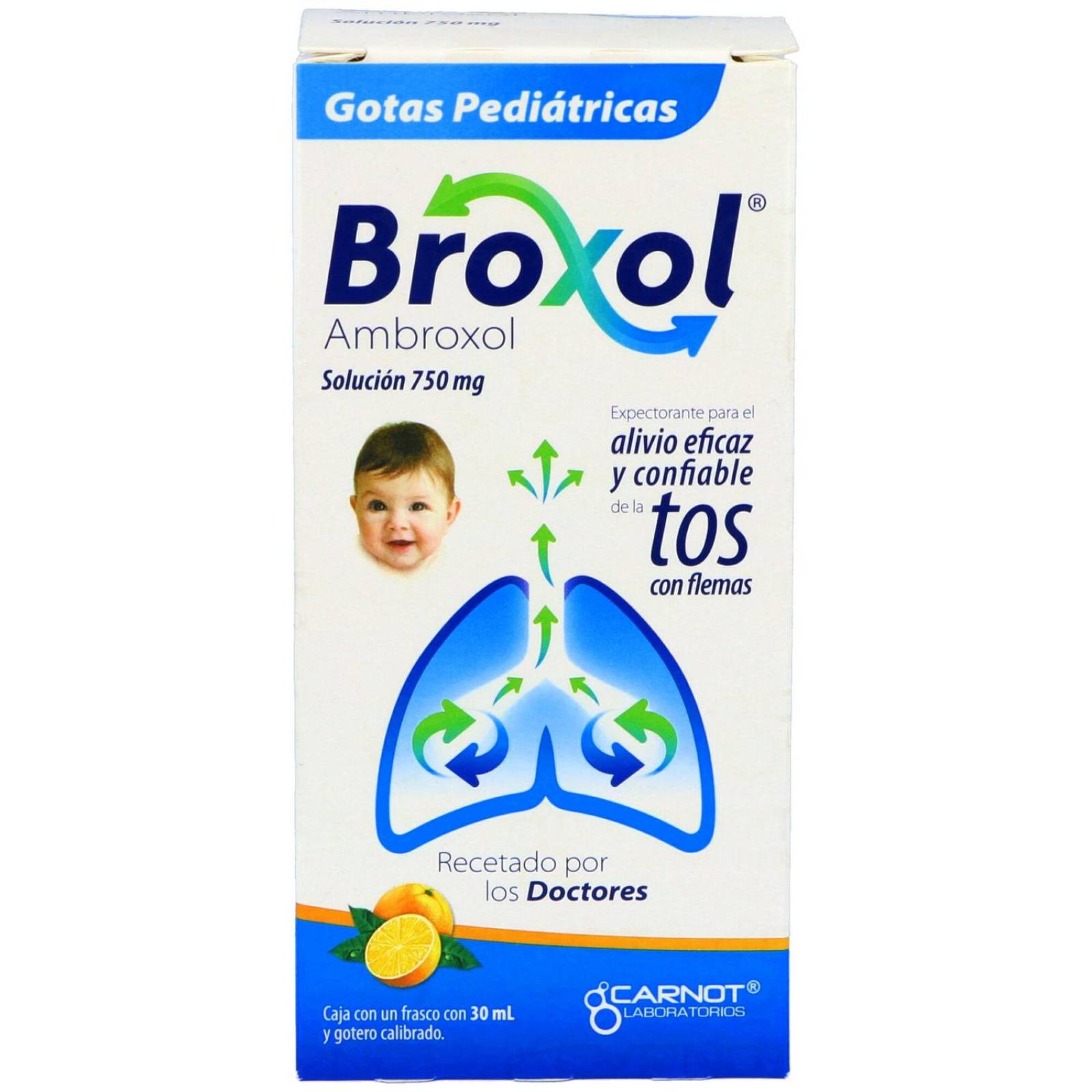 Broxol Solución Pediátrica 750 mg Frasco Con Gotero 30 mL 