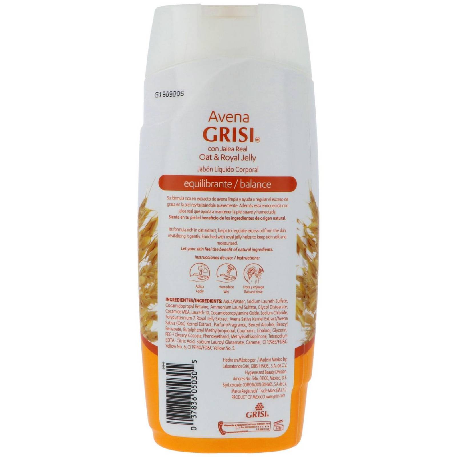 Avena Grisi Jalea Real Jabón Corporal Botella Con 450 mL 
