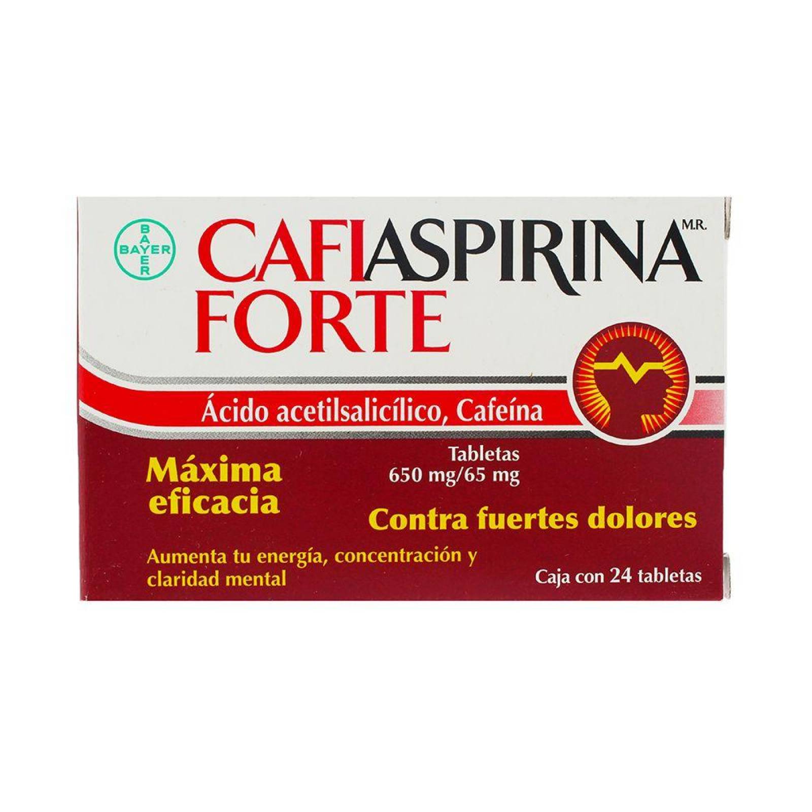 Cafiaspirina Forte 650 mg /65 mg Caja Con 24 Tabletas 