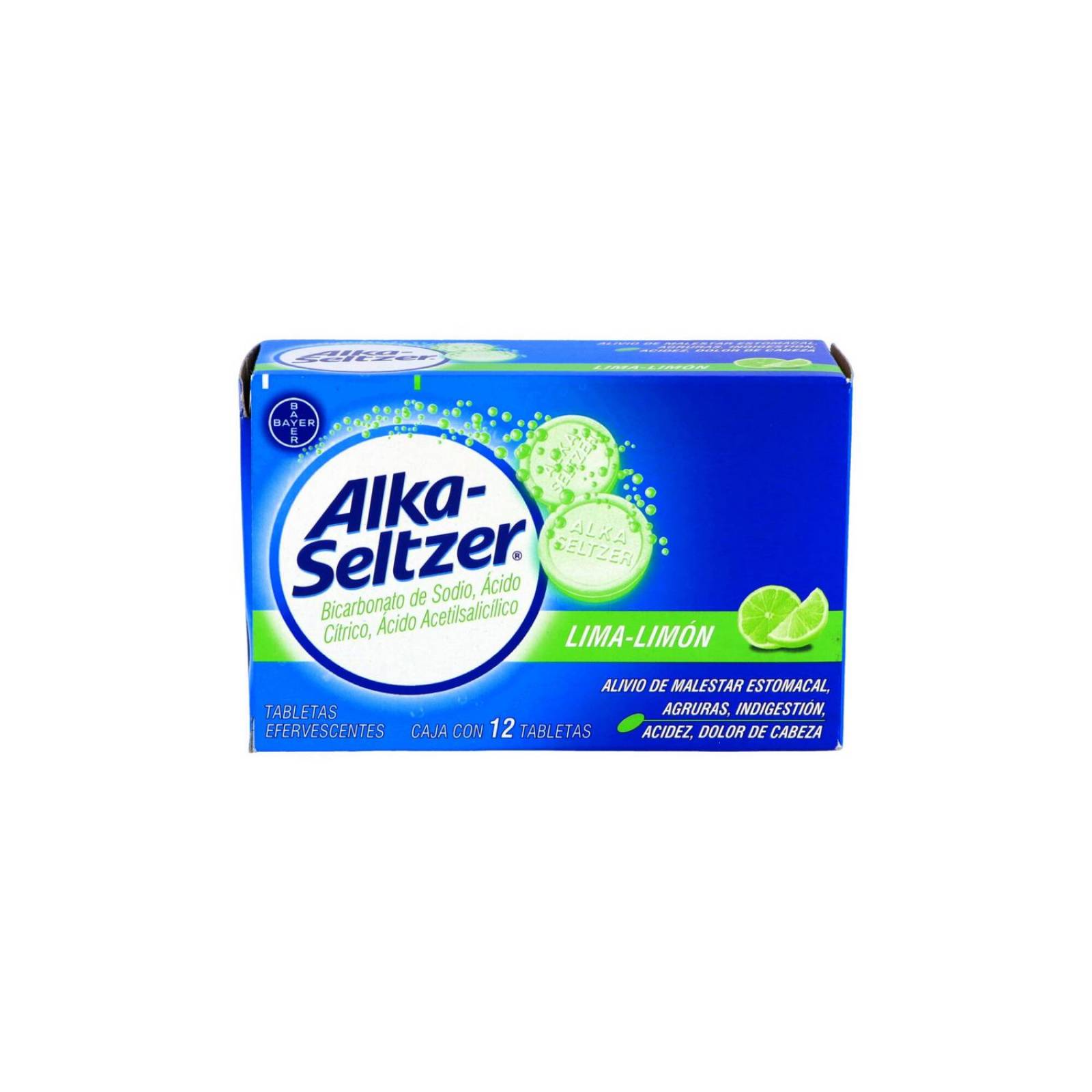 Alka Seltzer Caja Con 12 Tabletas Efervescentes Sabor Lima-Limón 