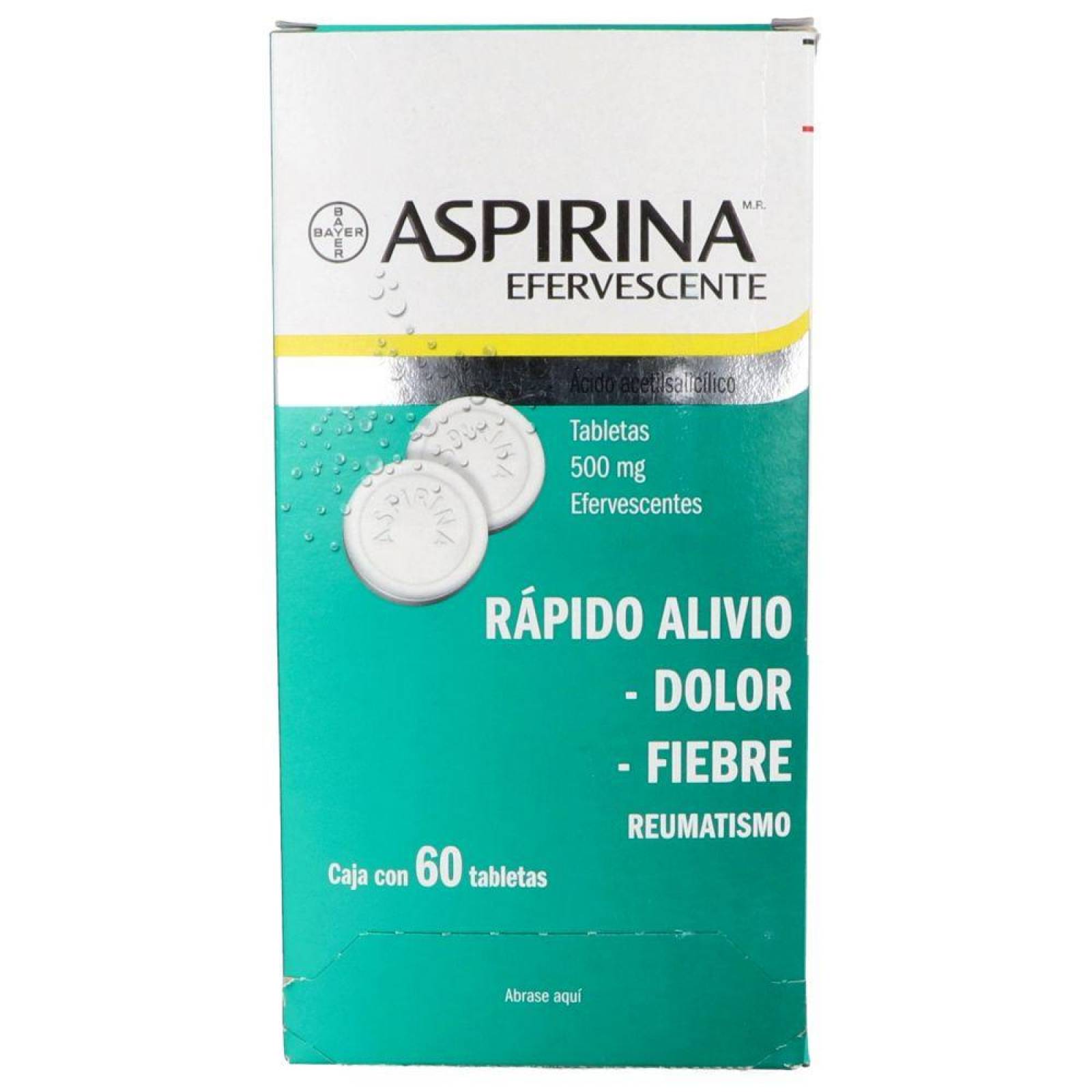 Aspirina Efervescente 500 mg Caja Con 60 Tabletas 