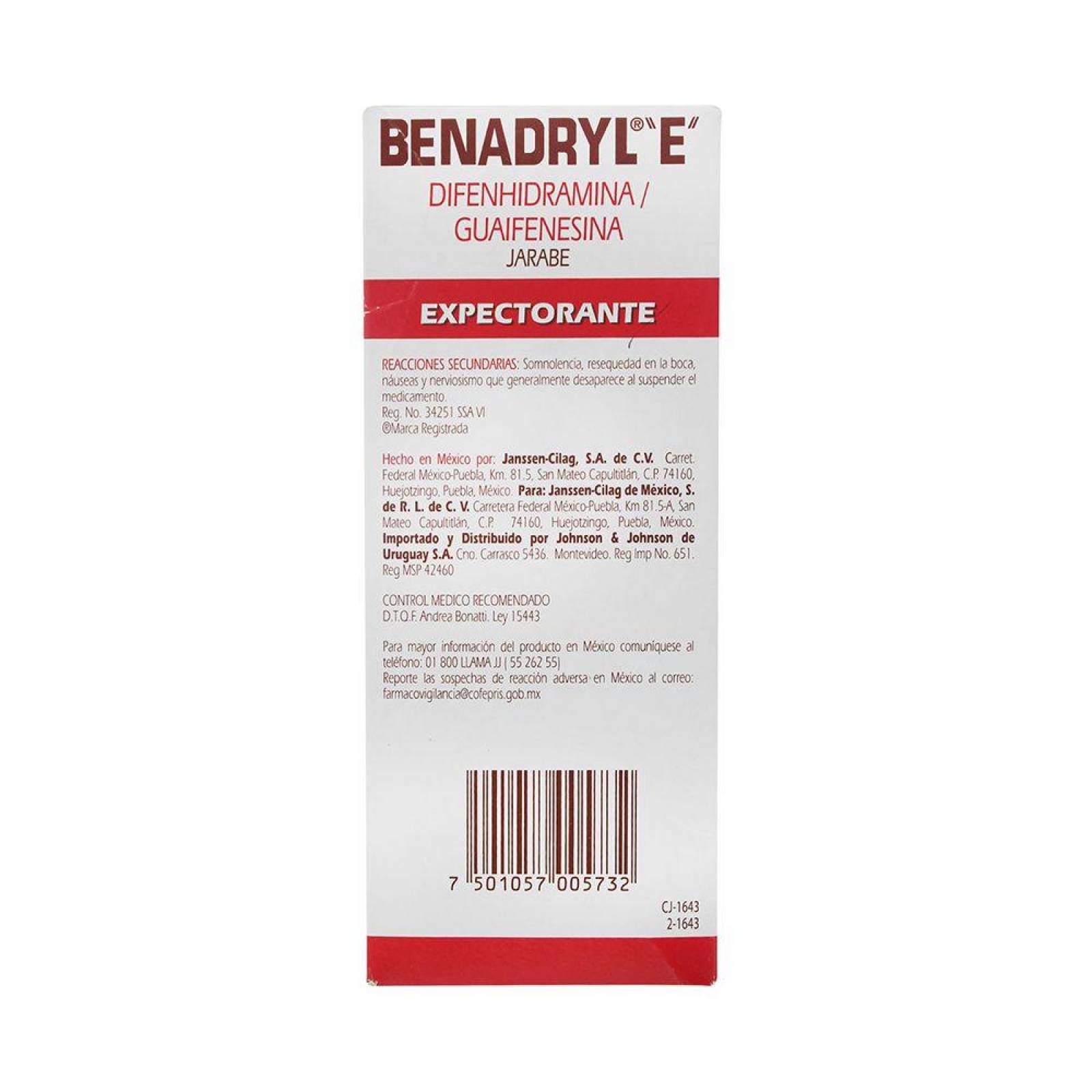 Benadryl E Jarabe Caja Con Frasco Con 150mL 