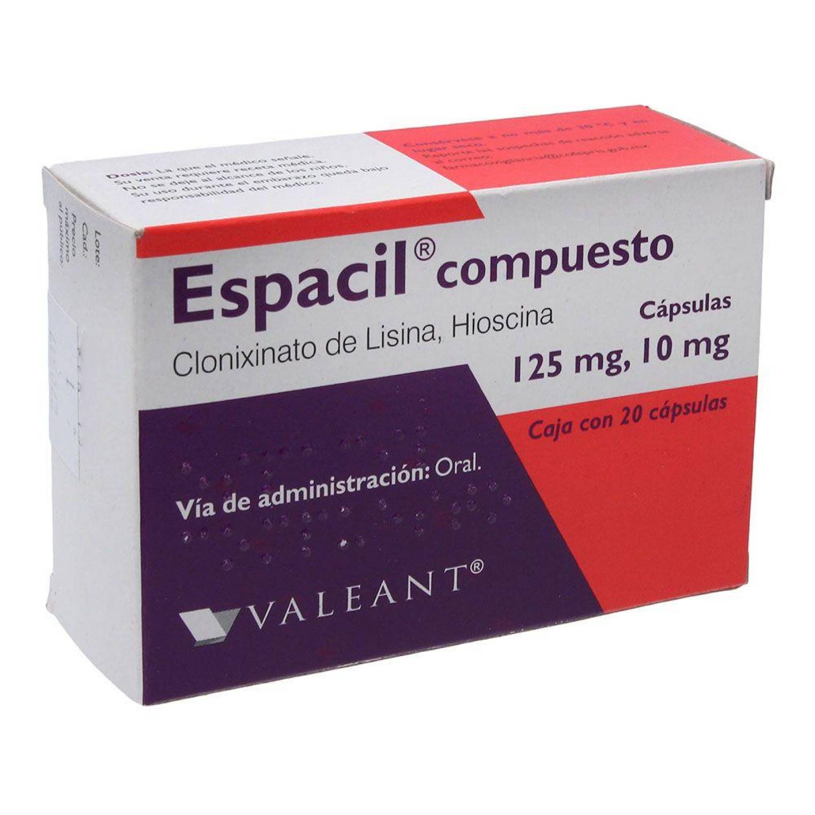 Espacil Compuesto 125 mg / 10 mg Caja Con 20 Cápsulas 