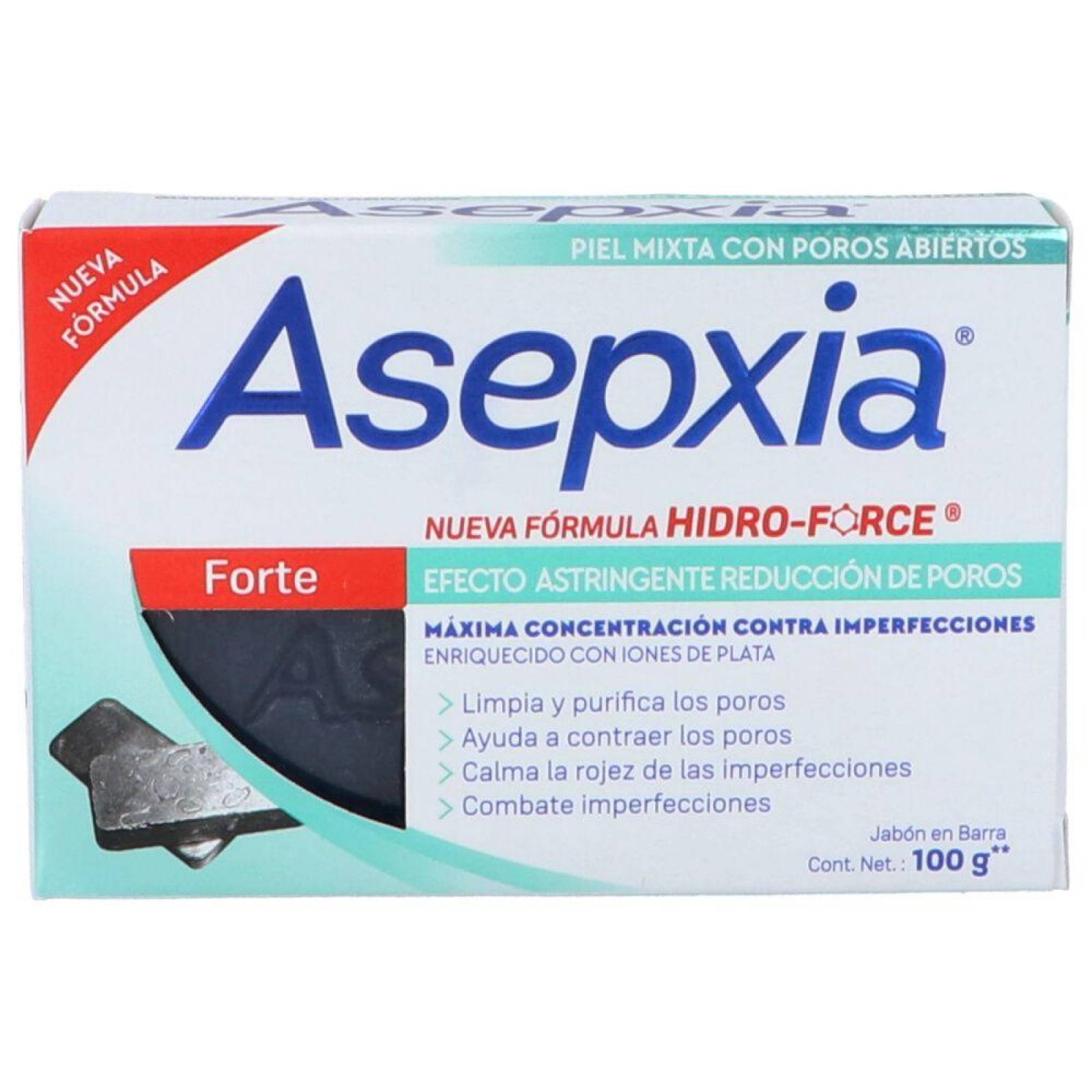 Asepxia Forte Caja Con Barra 100 g Jabón De Tocador 