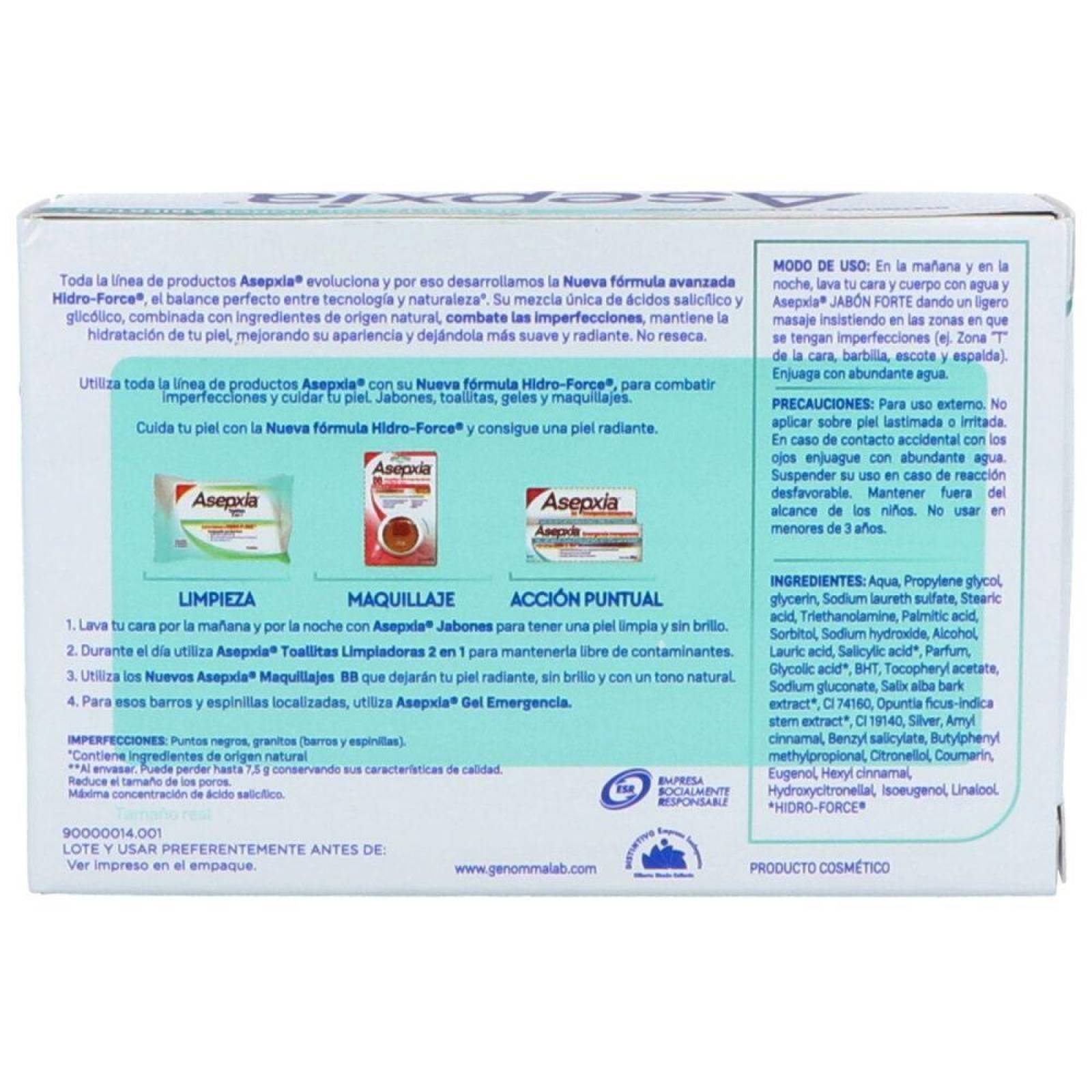 Asepxia Forte Caja Con Barra 100 g Jabón De Tocador 
