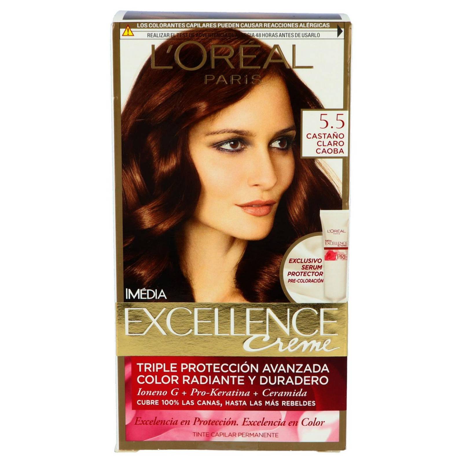 Tinte Para Cabello Loreal Paris Imédia Excellence Color Castaño Claro Caoba 5.5 
