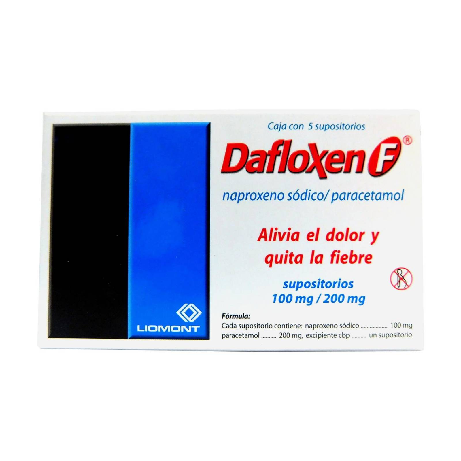 Dafloxen F 100 mg / 200 mg Caja Con 5 Supositorios 