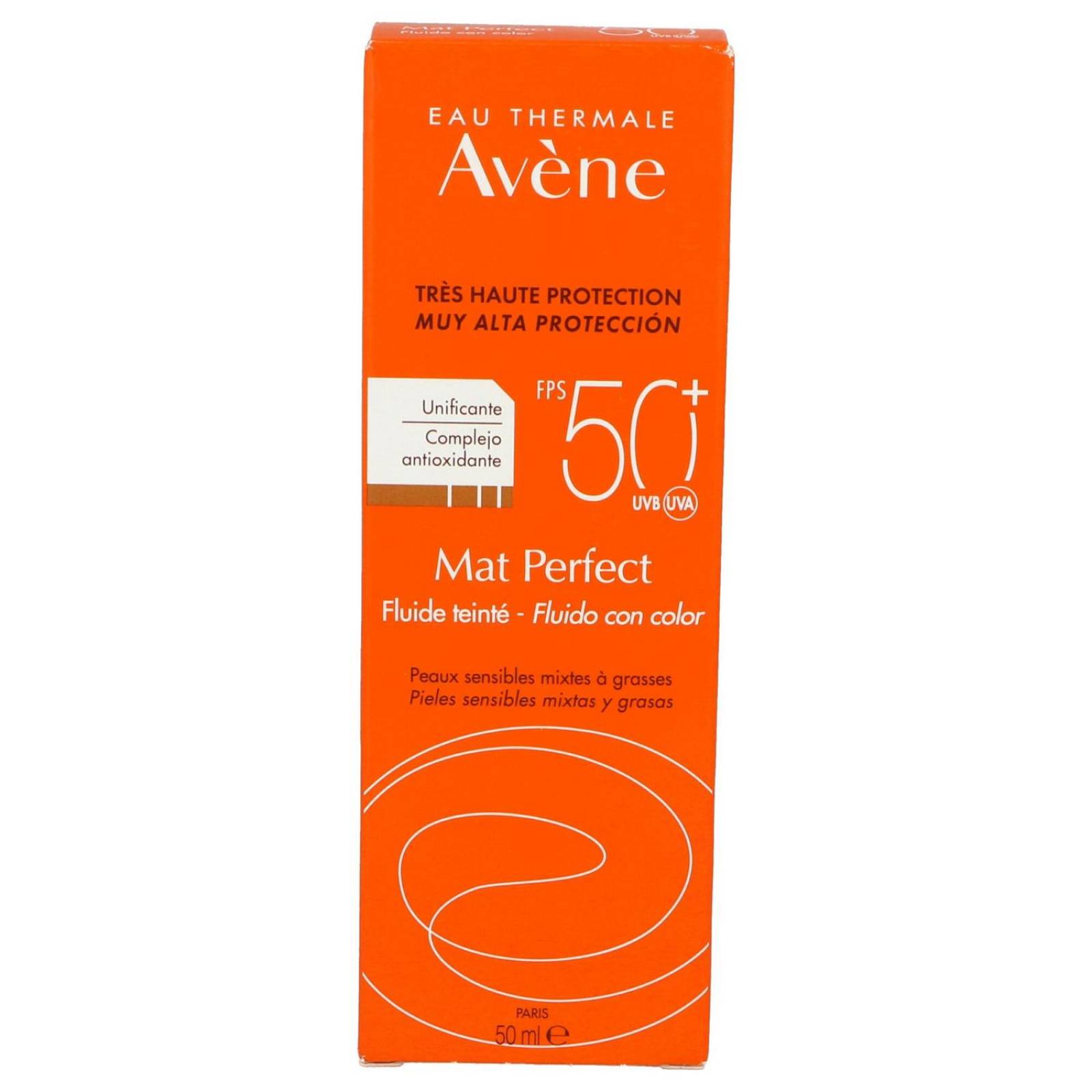 Avéne Emulsión Solar Toque Seco Color SPF 50+ Caja Con Tubo Con 50 mL 
