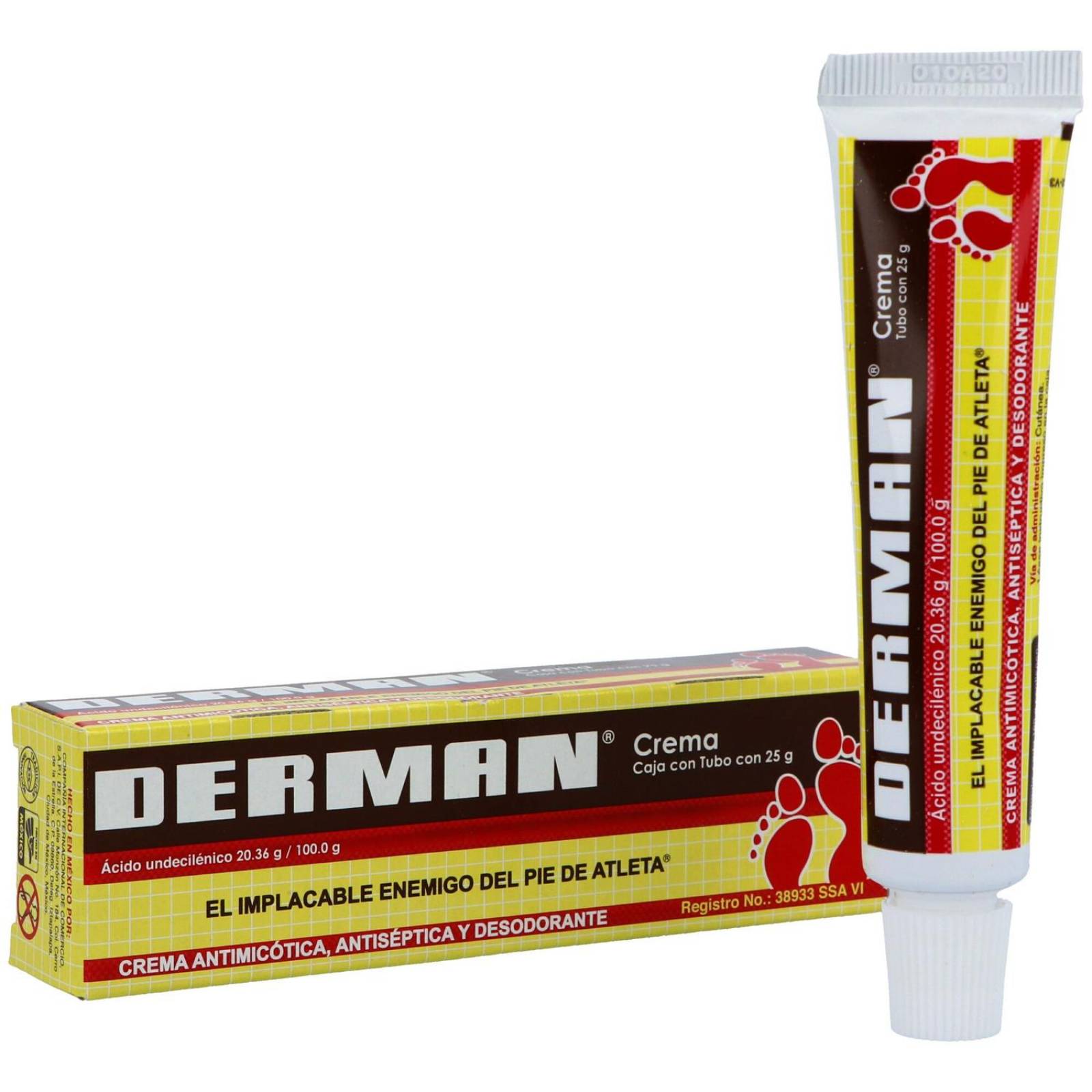 Derman Crema Fungicida Antiséptico y Desodorante Tubo Con 25g 