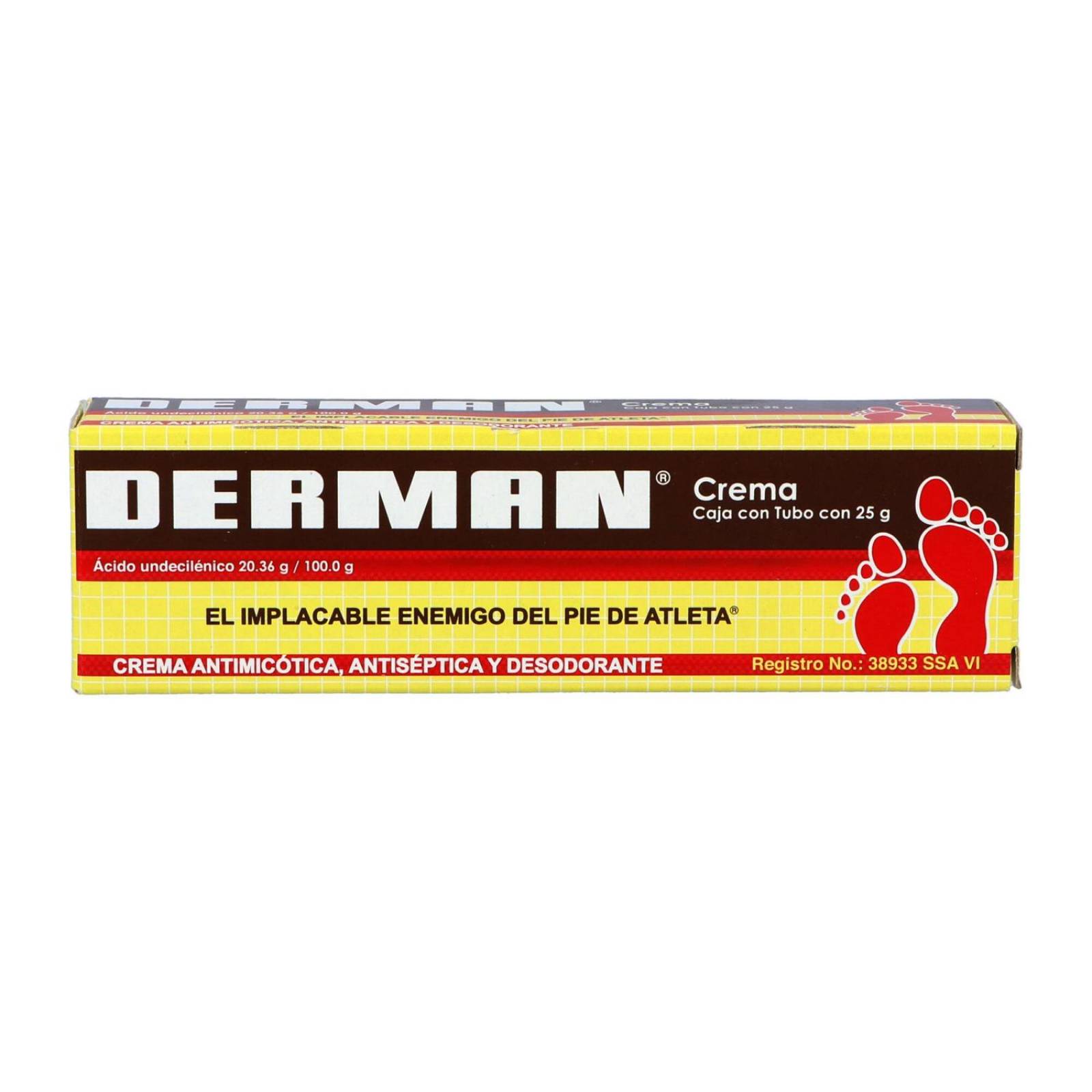 Derman Crema Fungicida Antiséptico y Desodorante Tubo Con 25g 