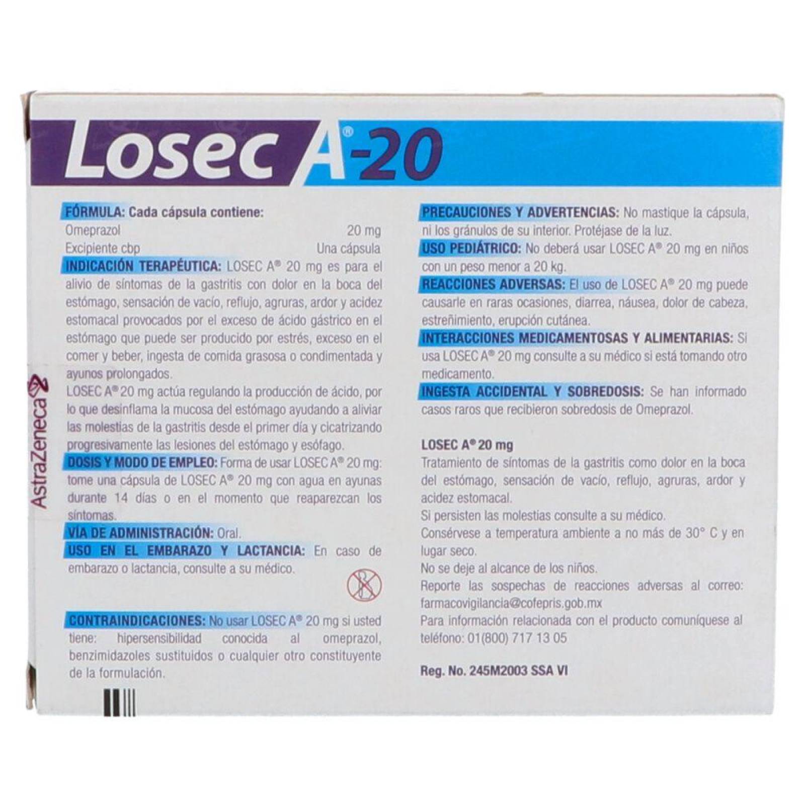 Losec A-20 20 mg Caja Con 7 Cápsulas 