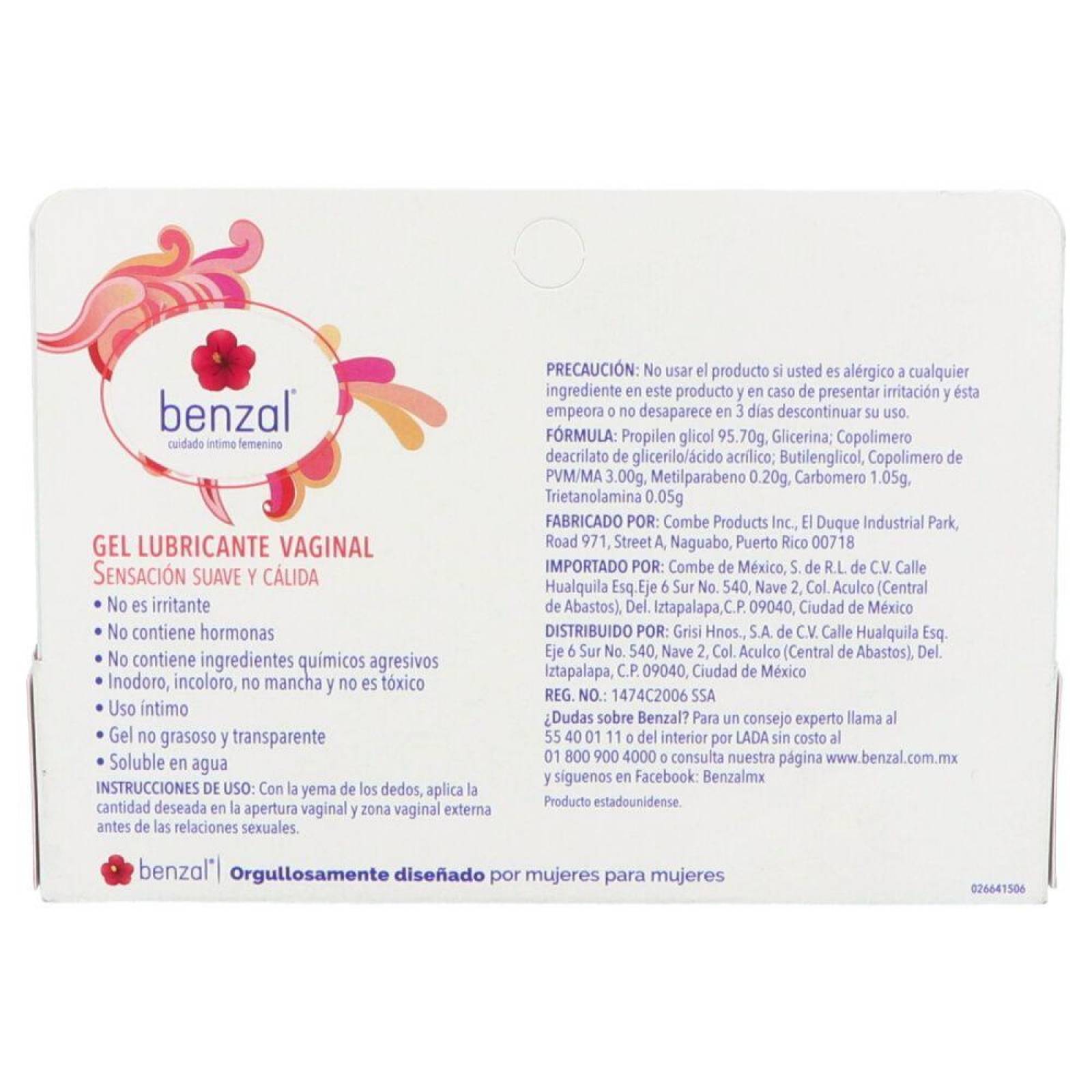 Benzal Gel Lubricante Vaginal Tubo Con 30 g 