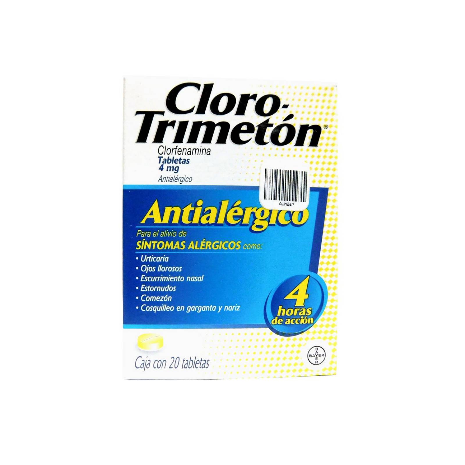 CloroTrimeton 4mg Caja Con 20 Tabletas 