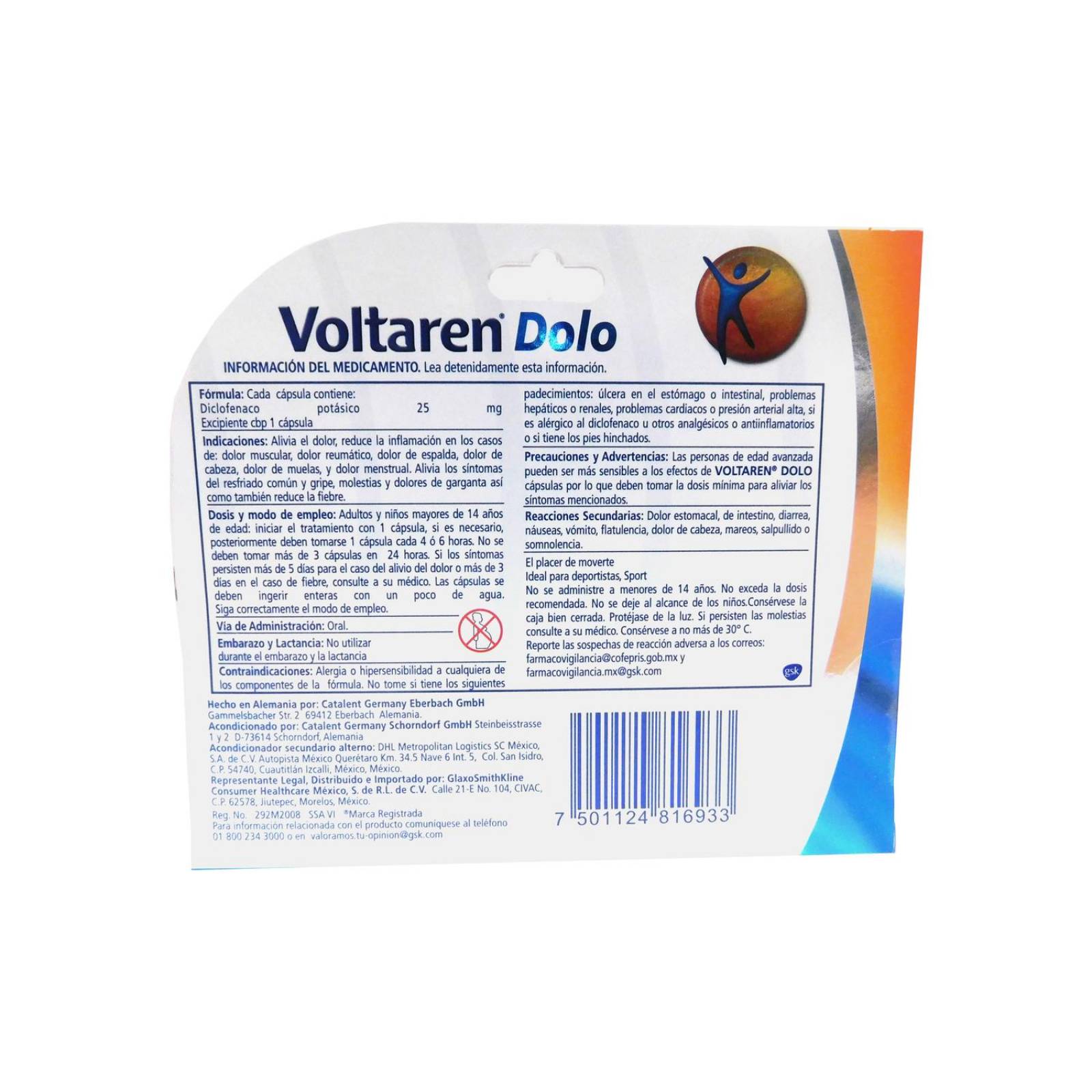 Voltaren Dolo 25 mg Caja Con 10 Cápsulas 