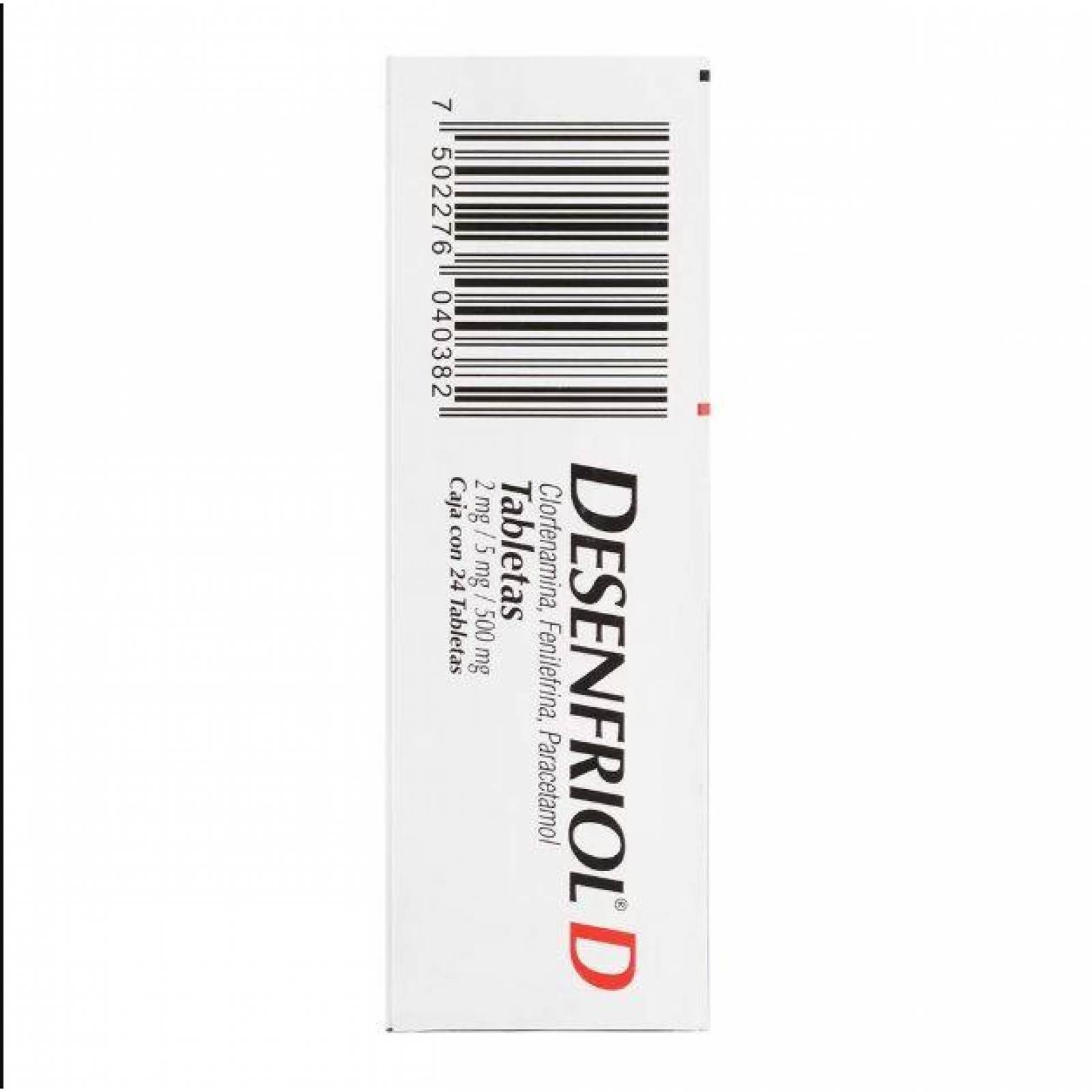 Desenfriol D 2 mg/ 5 mg/ 500 mg Caja Con 24 Tabletas 