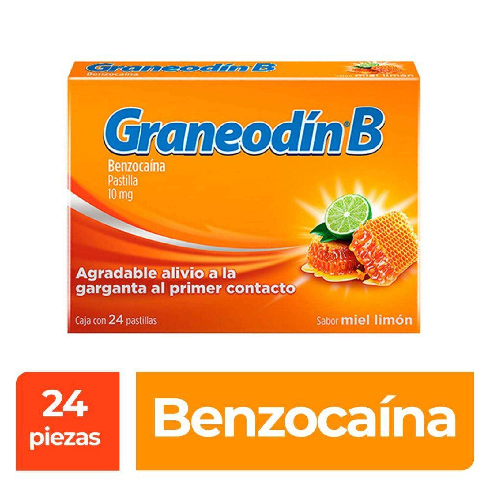 Graneodín B 10mg Caja Con 24 Pastilla Sabor Miel-Limón 