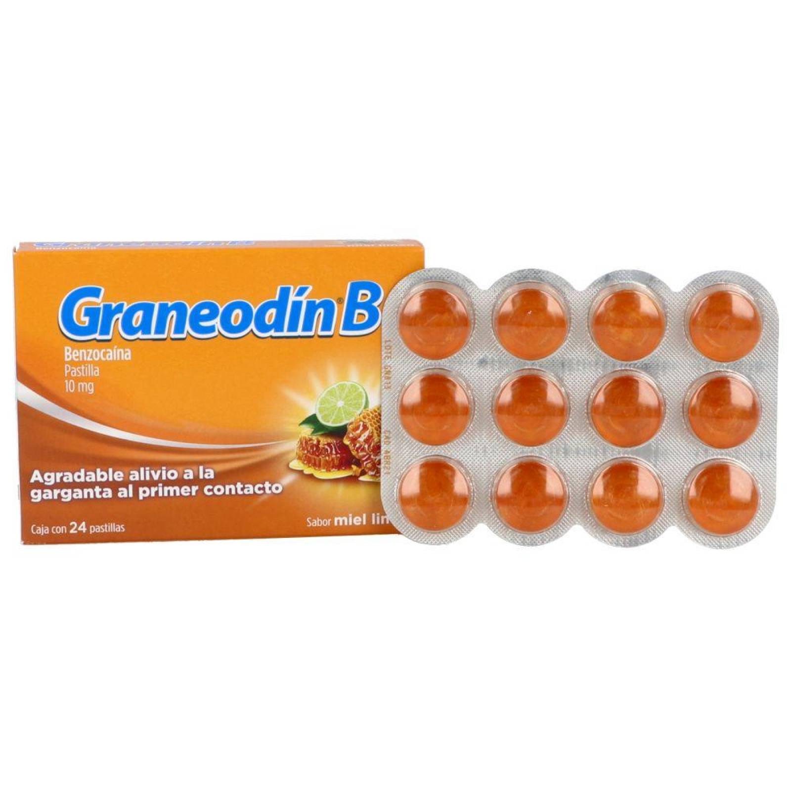 Graneodín B 10mg Caja Con 24 Pastilla Sabor Miel-Limón 