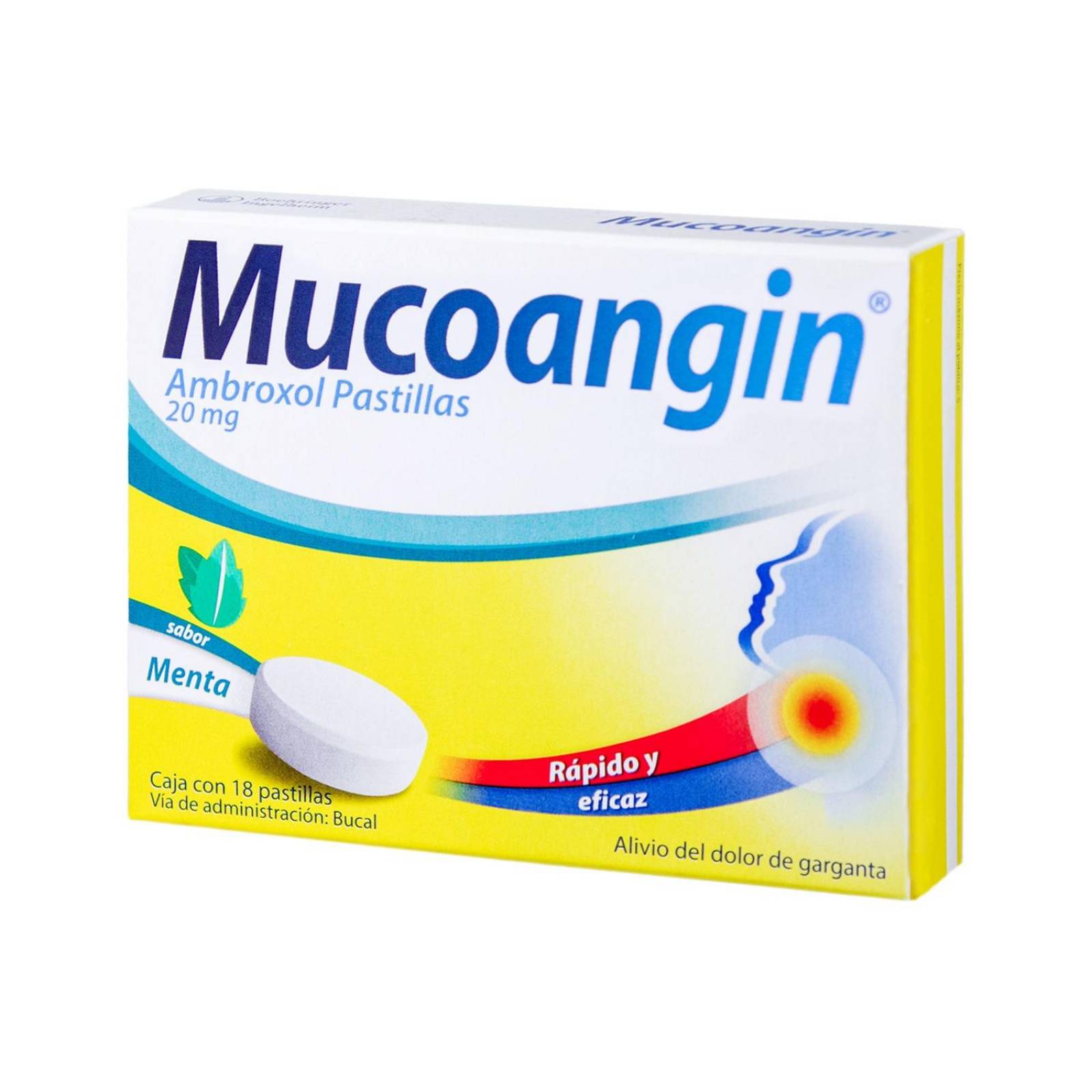 Mucoangin 20 mg Caja Con 18 Pastillas Sabor Menta 