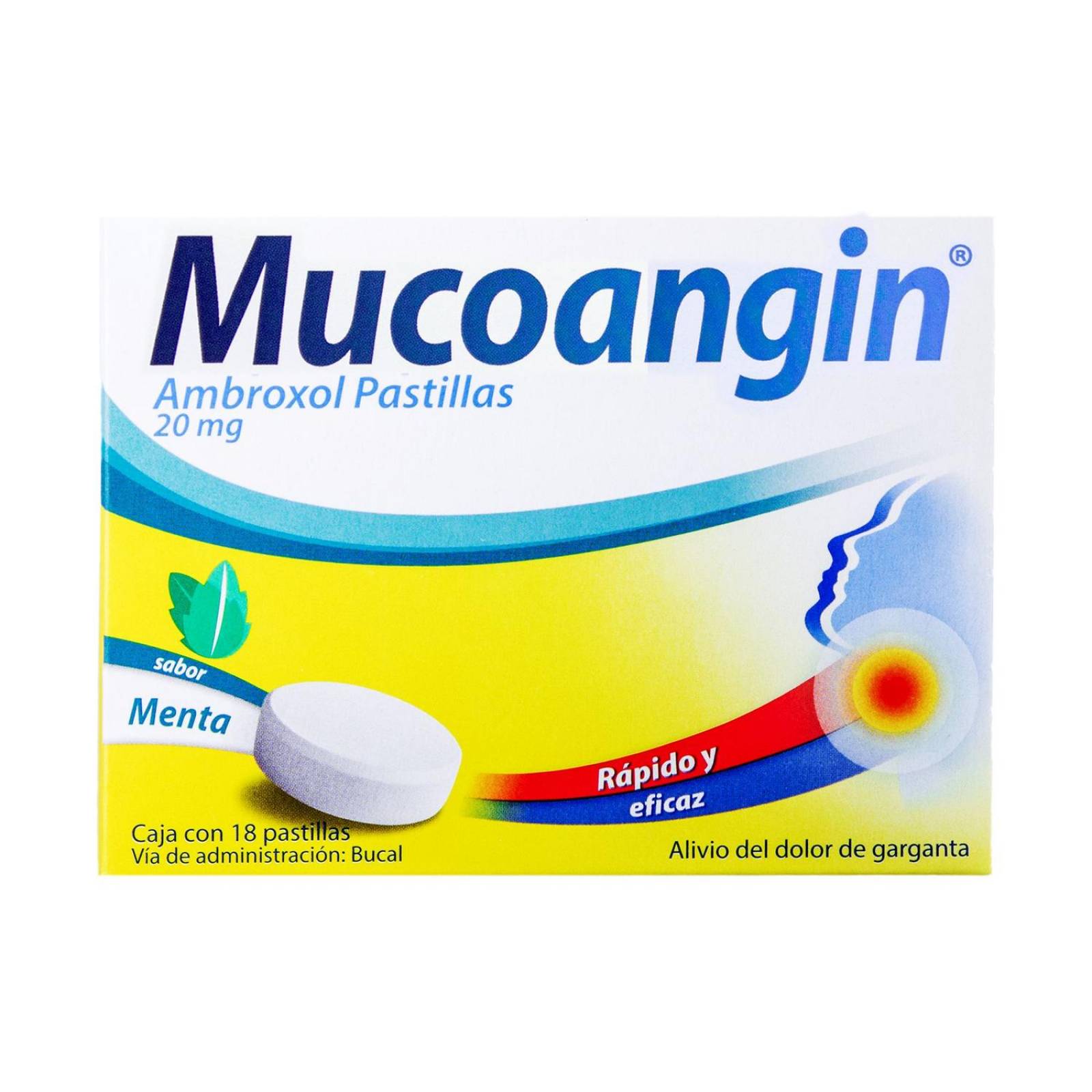 Mucoangin 20 mg Caja Con 18 Pastillas Sabor Menta 