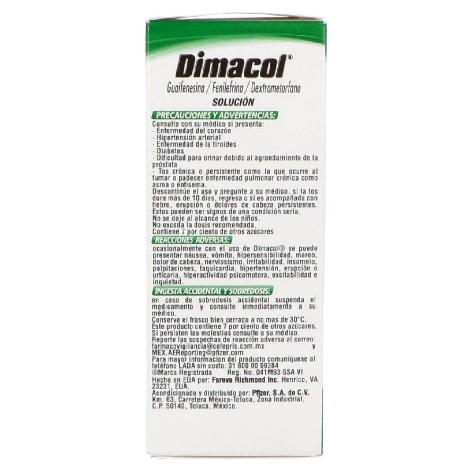 Dimacol Infantil Solución Triple Acción Caja Con Frasco Con 150mL Sabor Frambuesa 