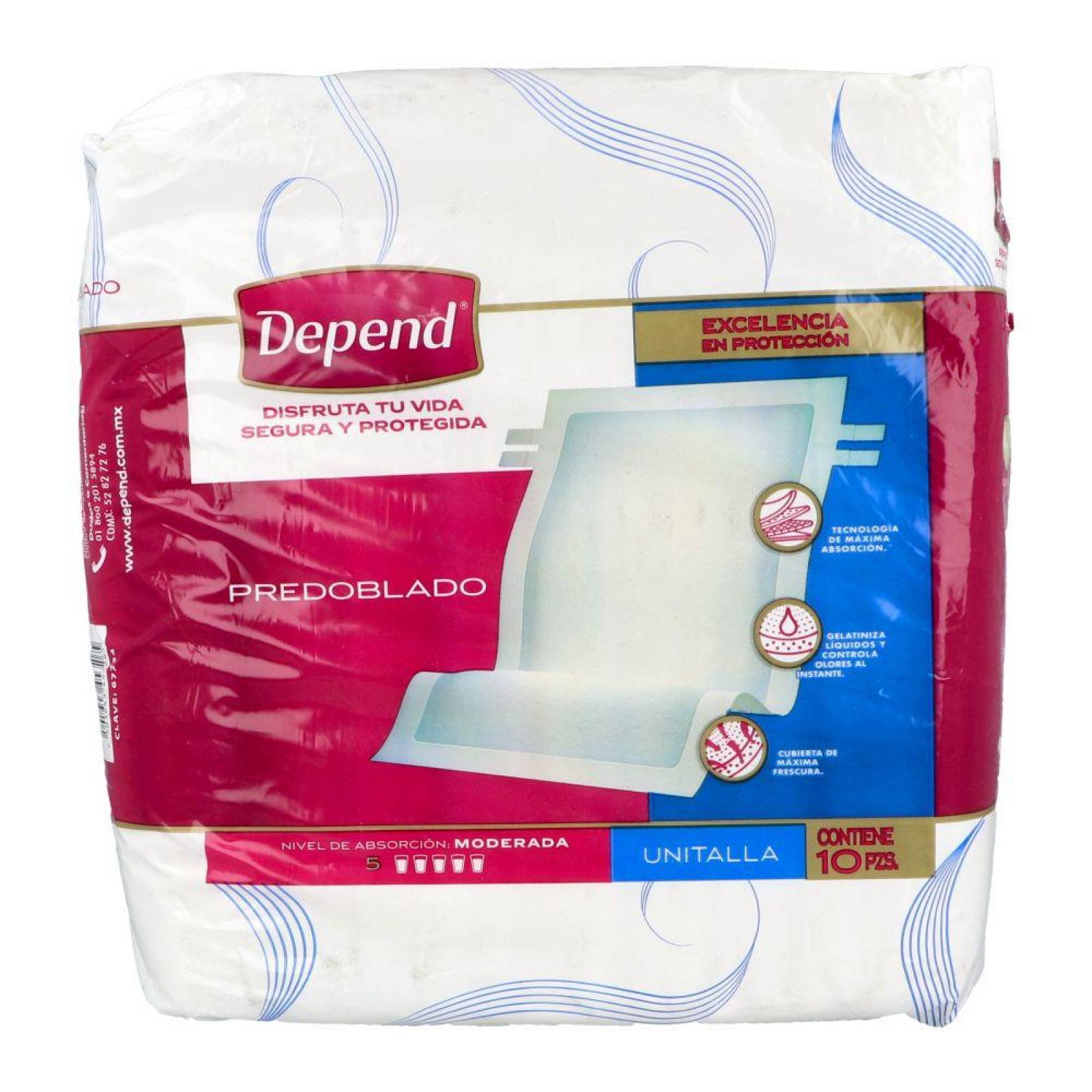 DEPEND PROTECTOR PREDOBLADO EMPAQUE CON 10 PIEZAS 