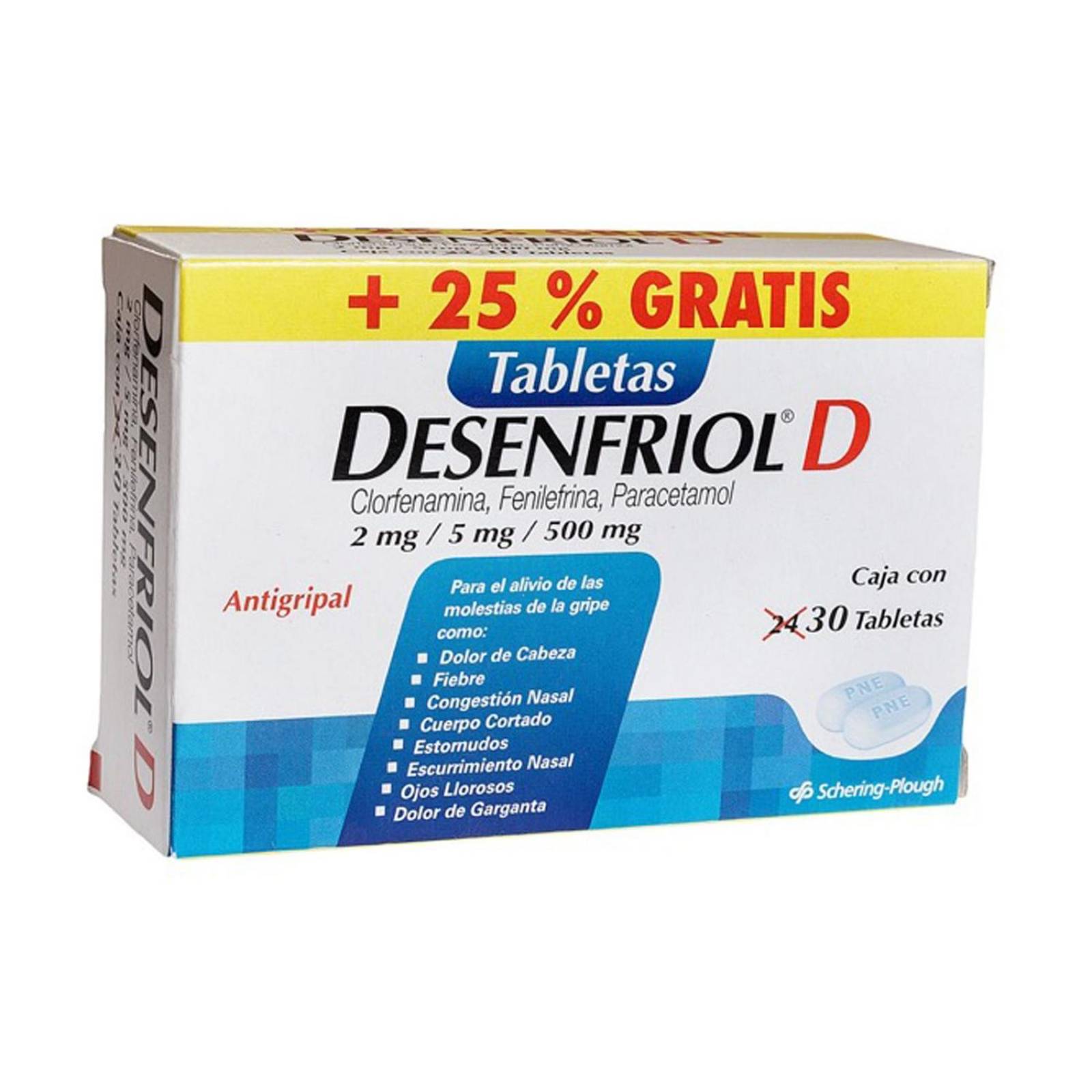 Desenfriol-D 2 mg/5 mg/500 mg Caja Con 30 Tabletas 