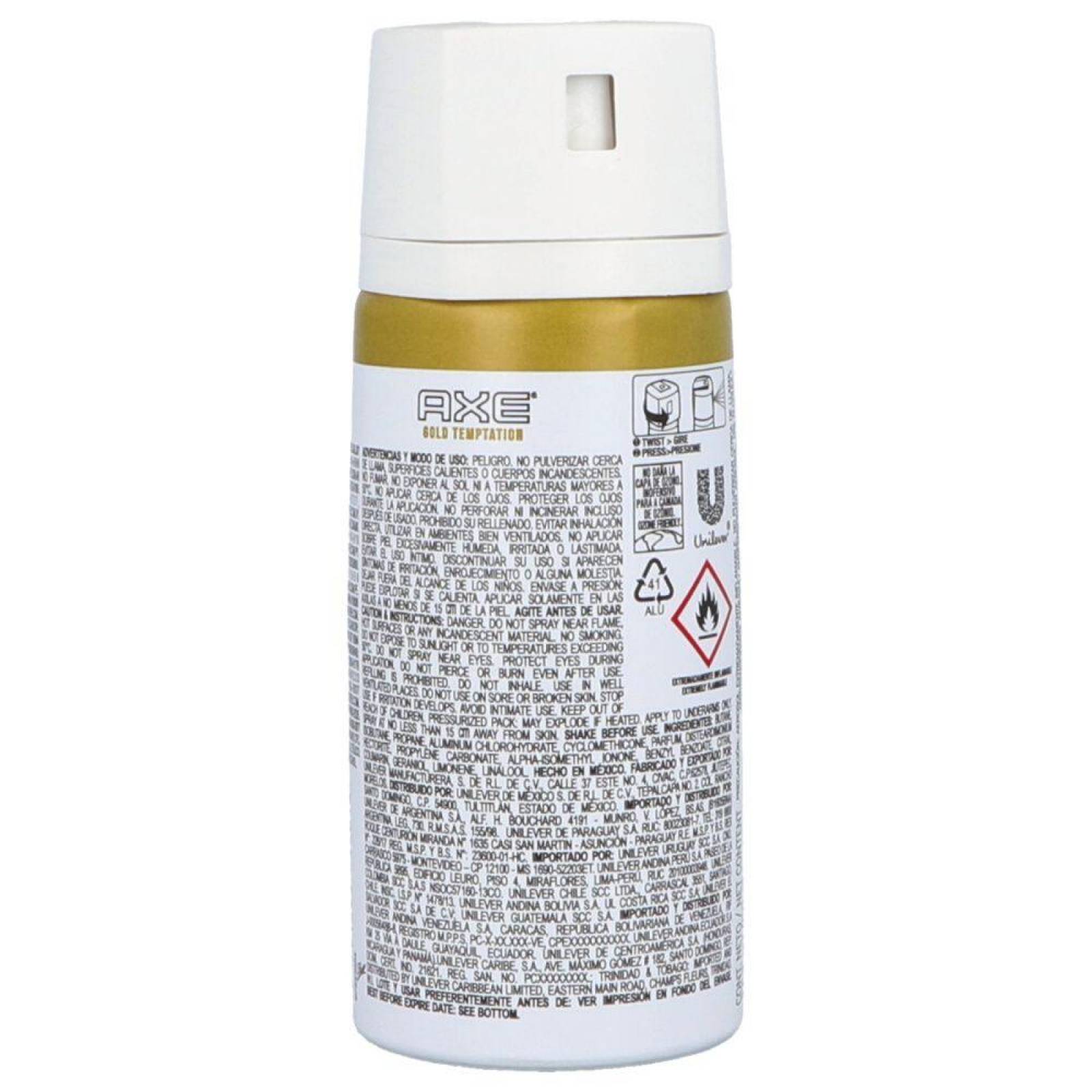 Antitranspirante Axe Gold Temptation Seco En Aerosol Envase Con 152 mL 