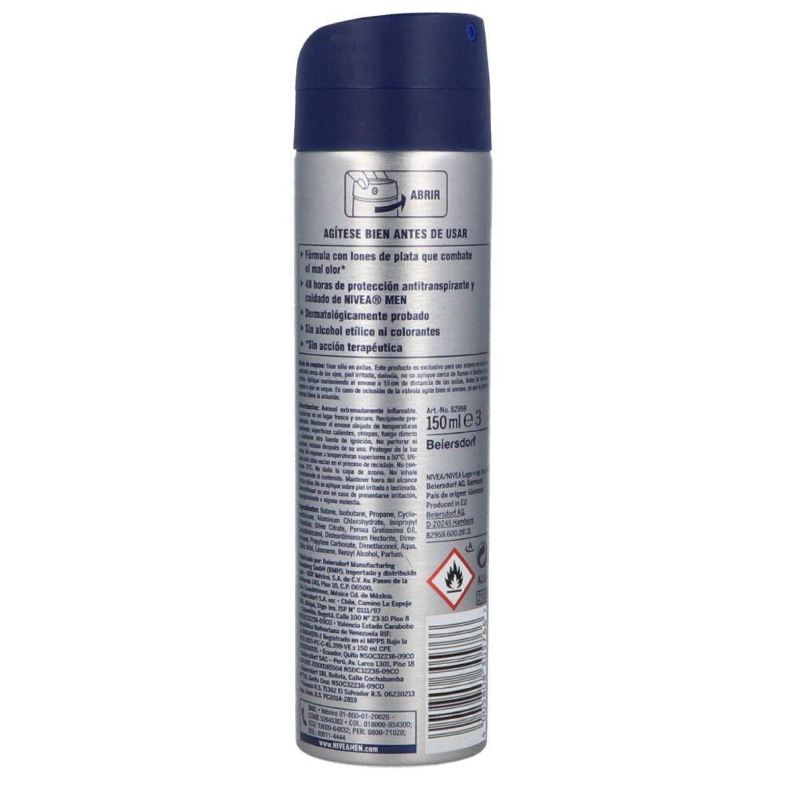 Desodorante Nivea Silver Protect Men Frasco Con 150 Ml 