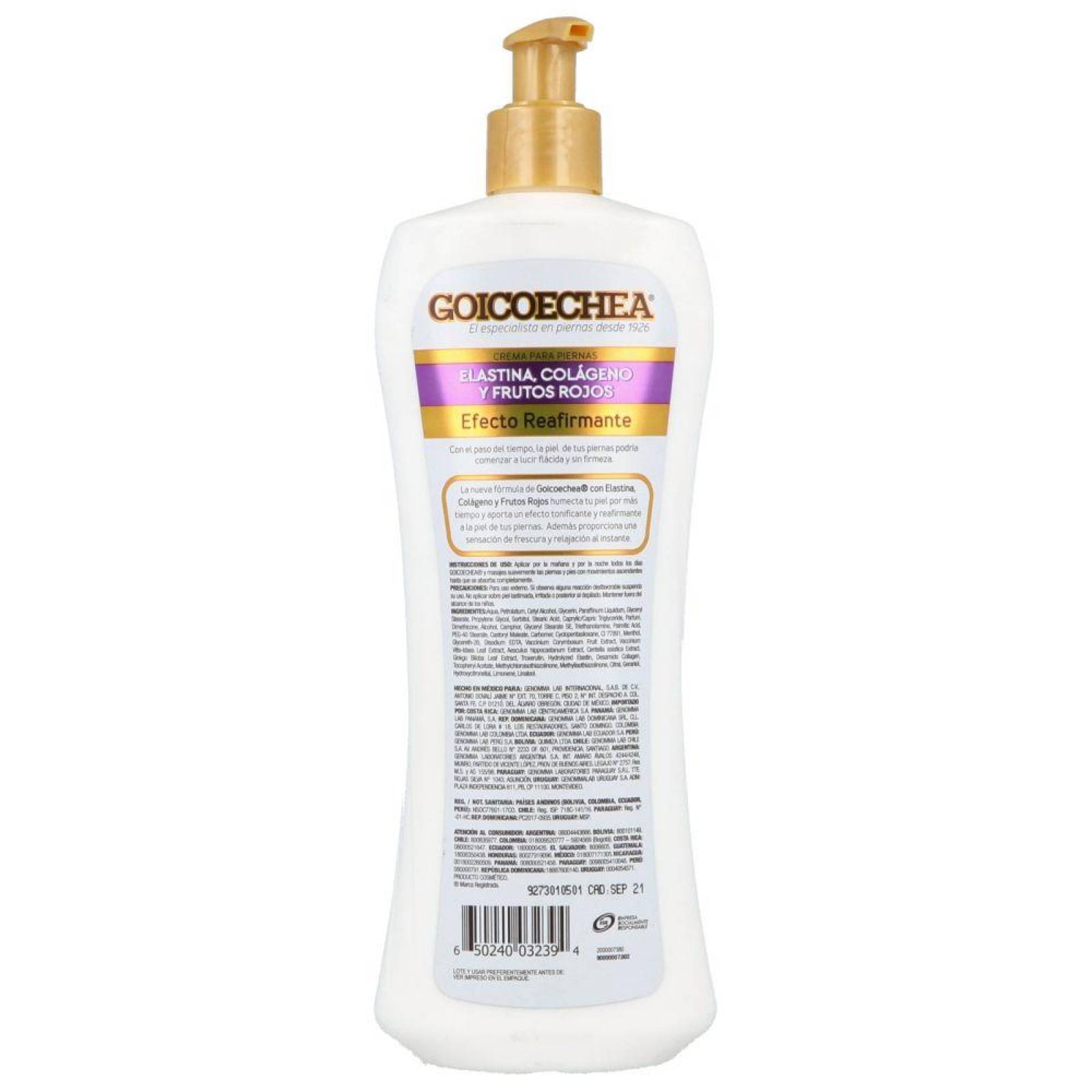 Goicoechea Crema Corporal Reafirmante Tonificante Elastina Colageno Y Frutos Rojos 400 Ml 