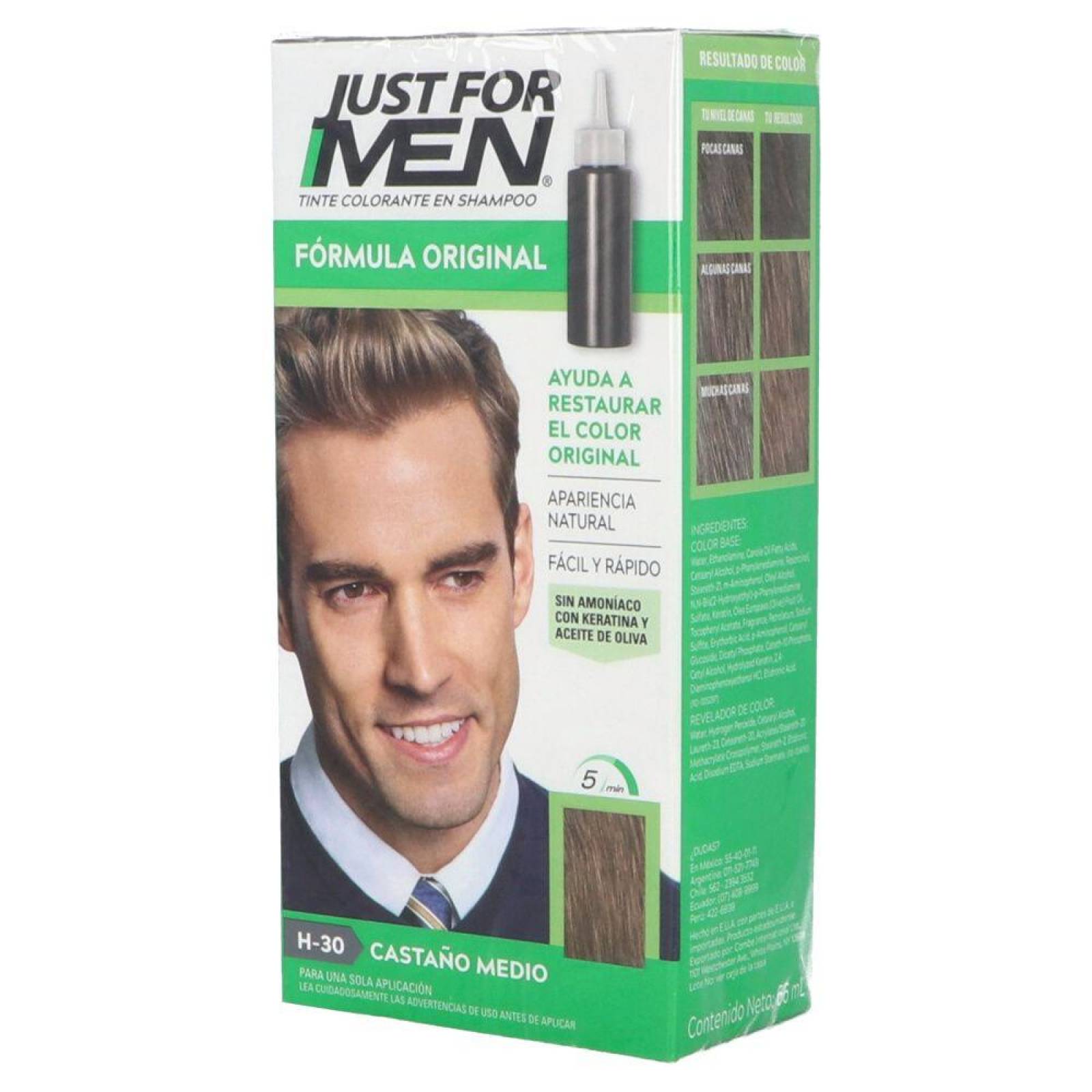 Just For Men Castaño Medio Caja Con Frasco Con 60 mL 